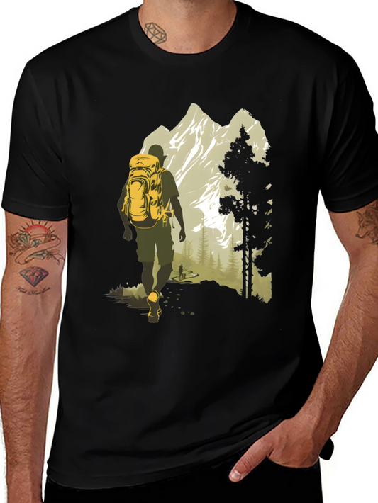 Adventure Awaits T-Shirt - Mountain Hiker Graphic Tee