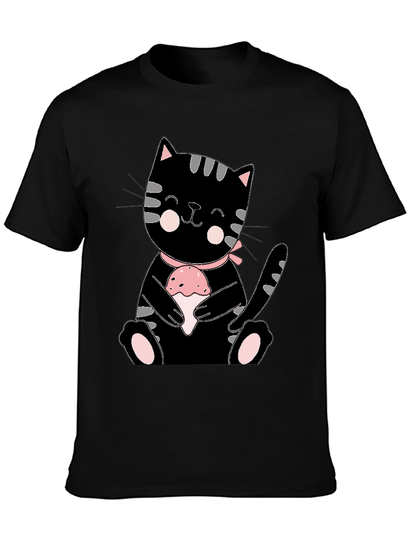 Cute Kitten Holding Cupcake Graphic T-Shirt