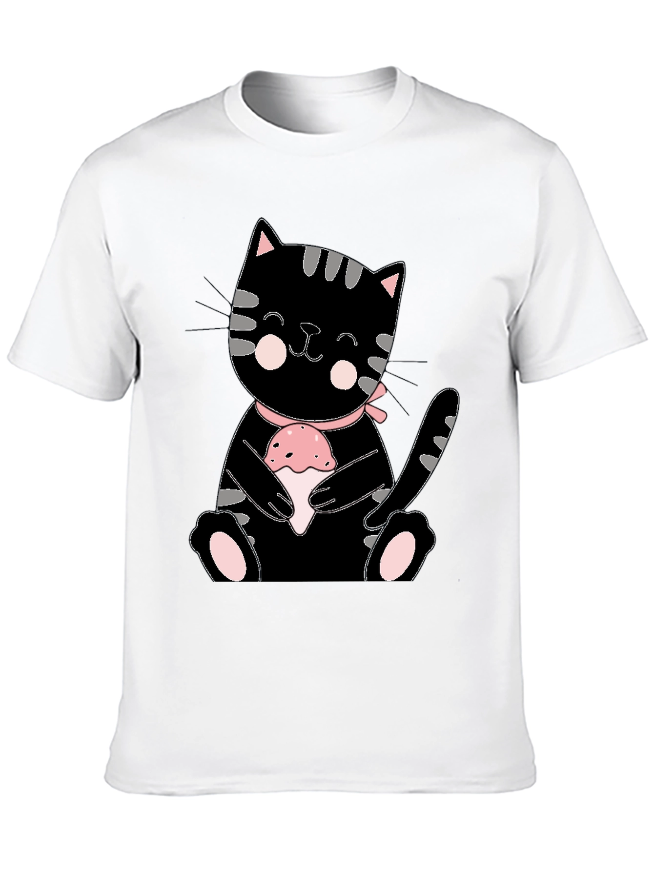 Cute Kitten Holding Cupcake Graphic T-Shirt