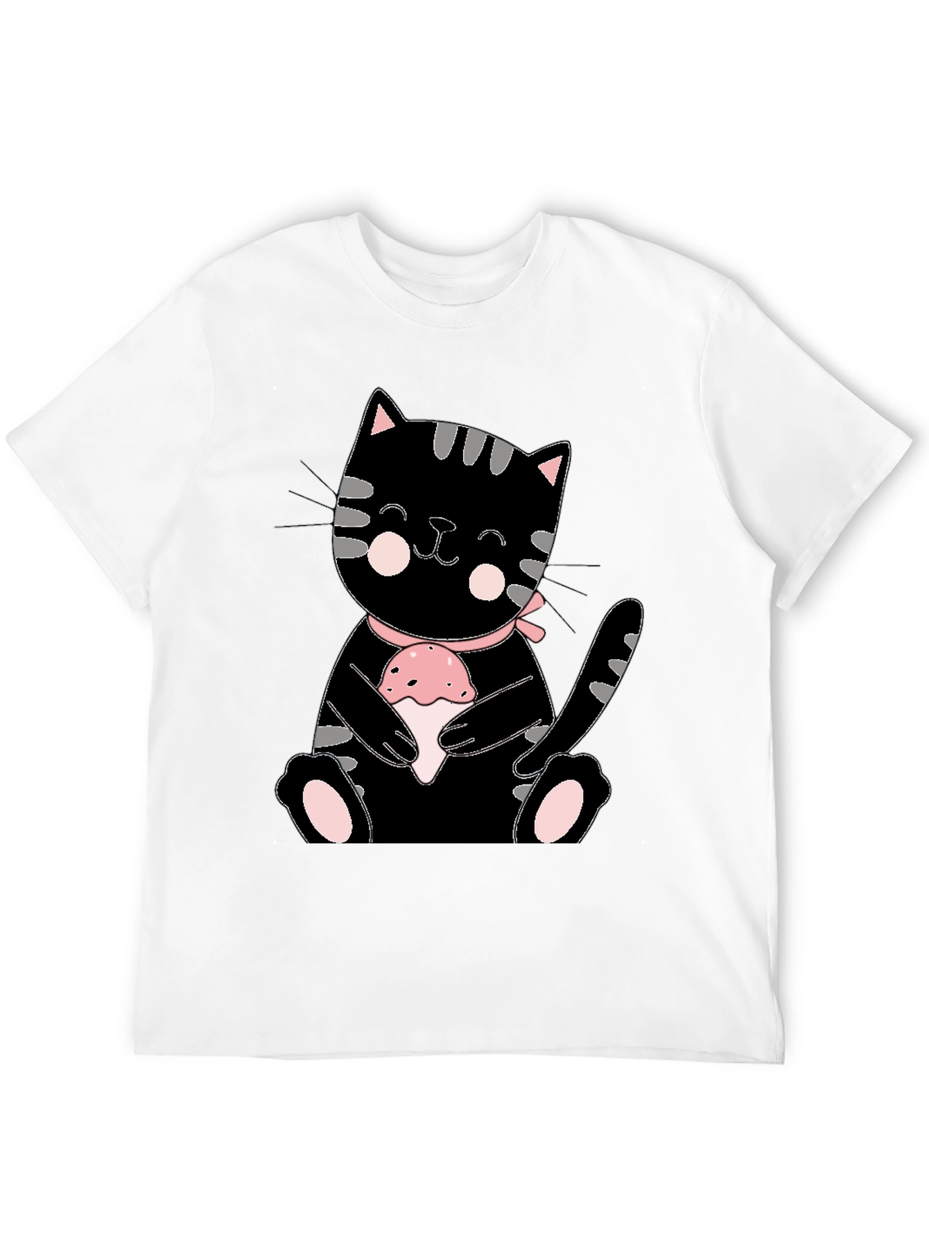 Cute Kitten Holding Cupcake Graphic T-Shirt