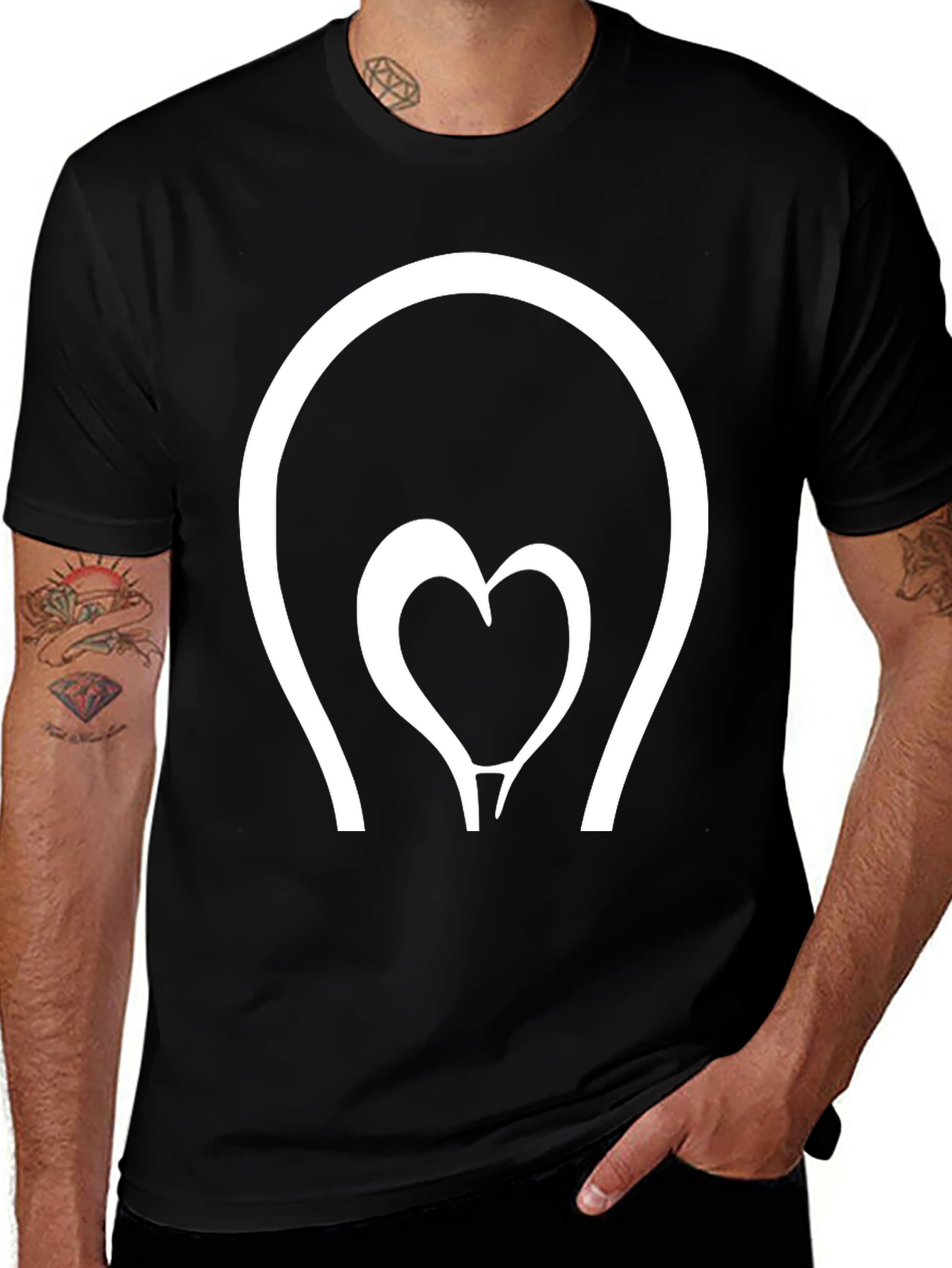 Heart Lightbulb Graphic Tee - Black
