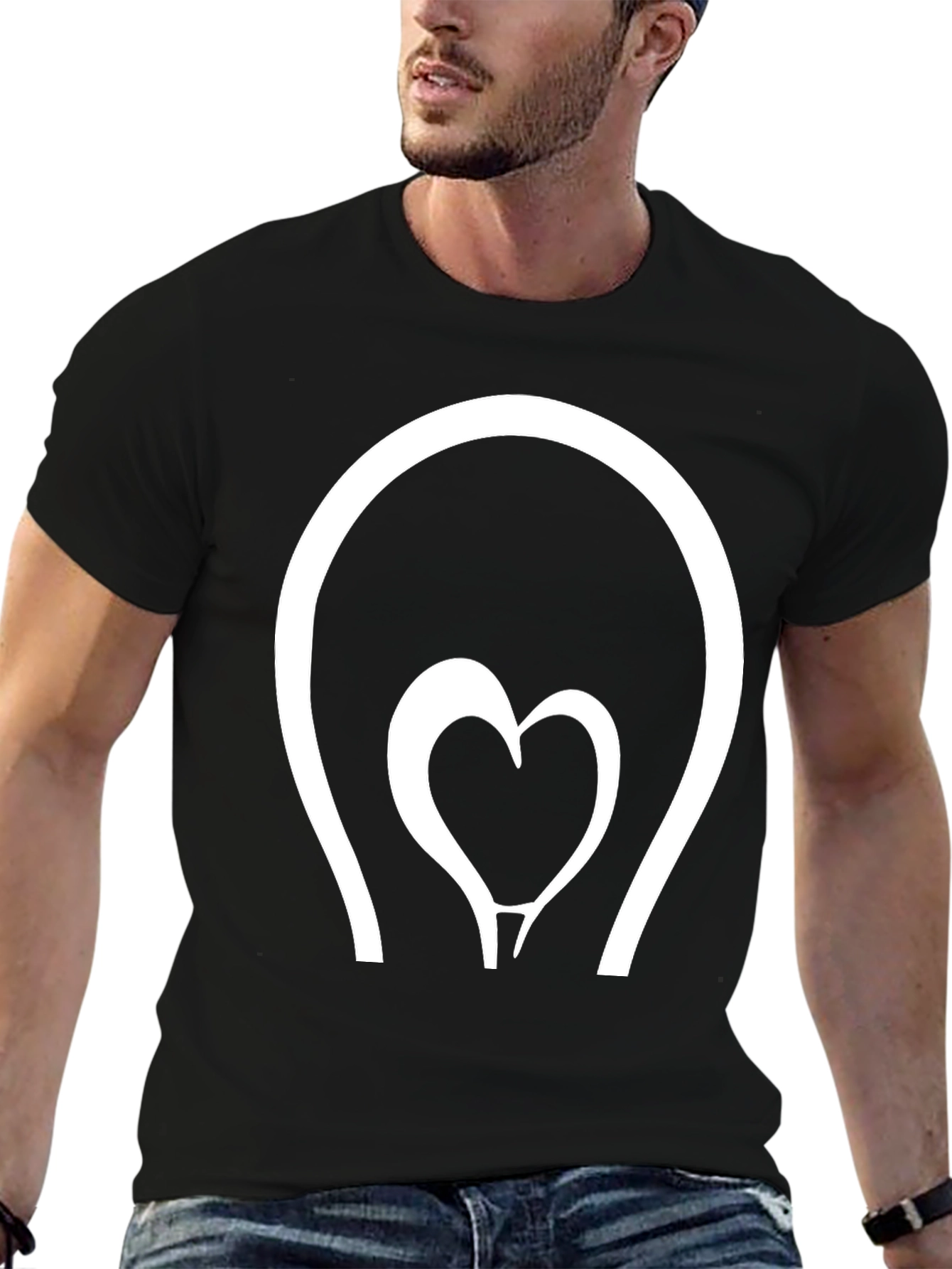 Heart Lightbulb Graphic Tee - Black