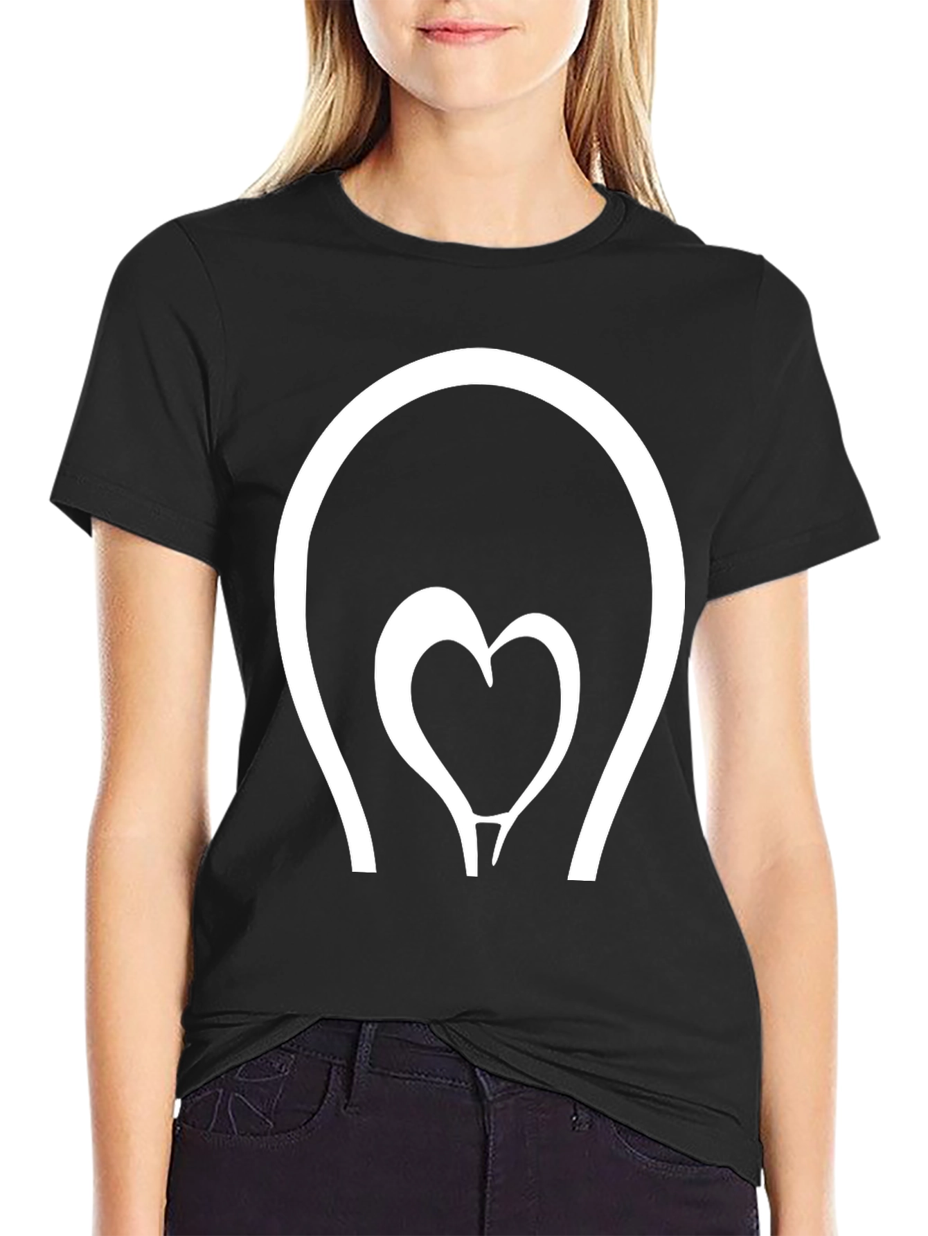 Heart Lightbulb Graphic Tee - Black