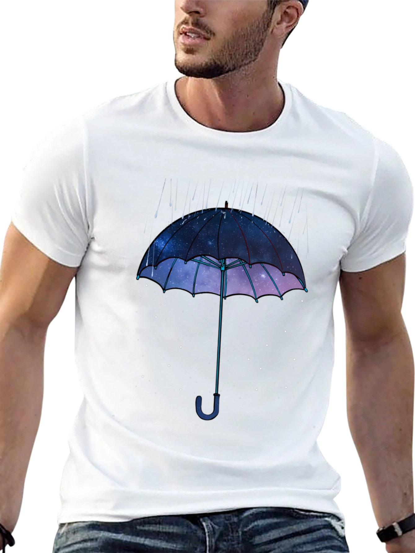 Galaxy Umbrella Graphic Tee - Unique Starry Sky Design
