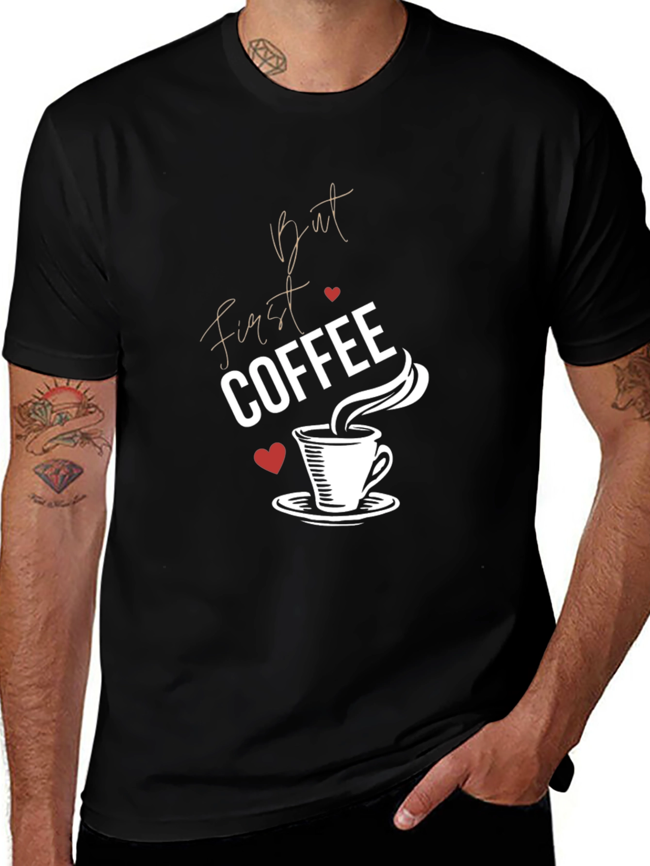 But First Coffee Graphic Tee - Black Cotton T-Shirt
