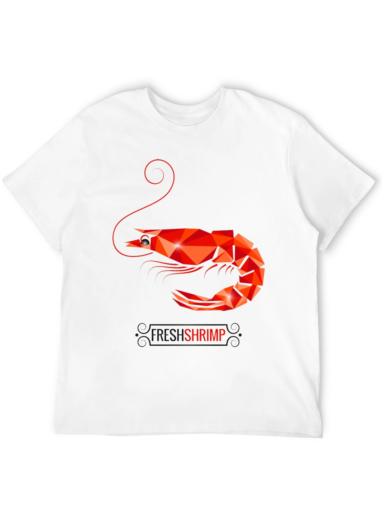 Geometric Shrimp Graphic T-Shirt - Quirky Seafood Design