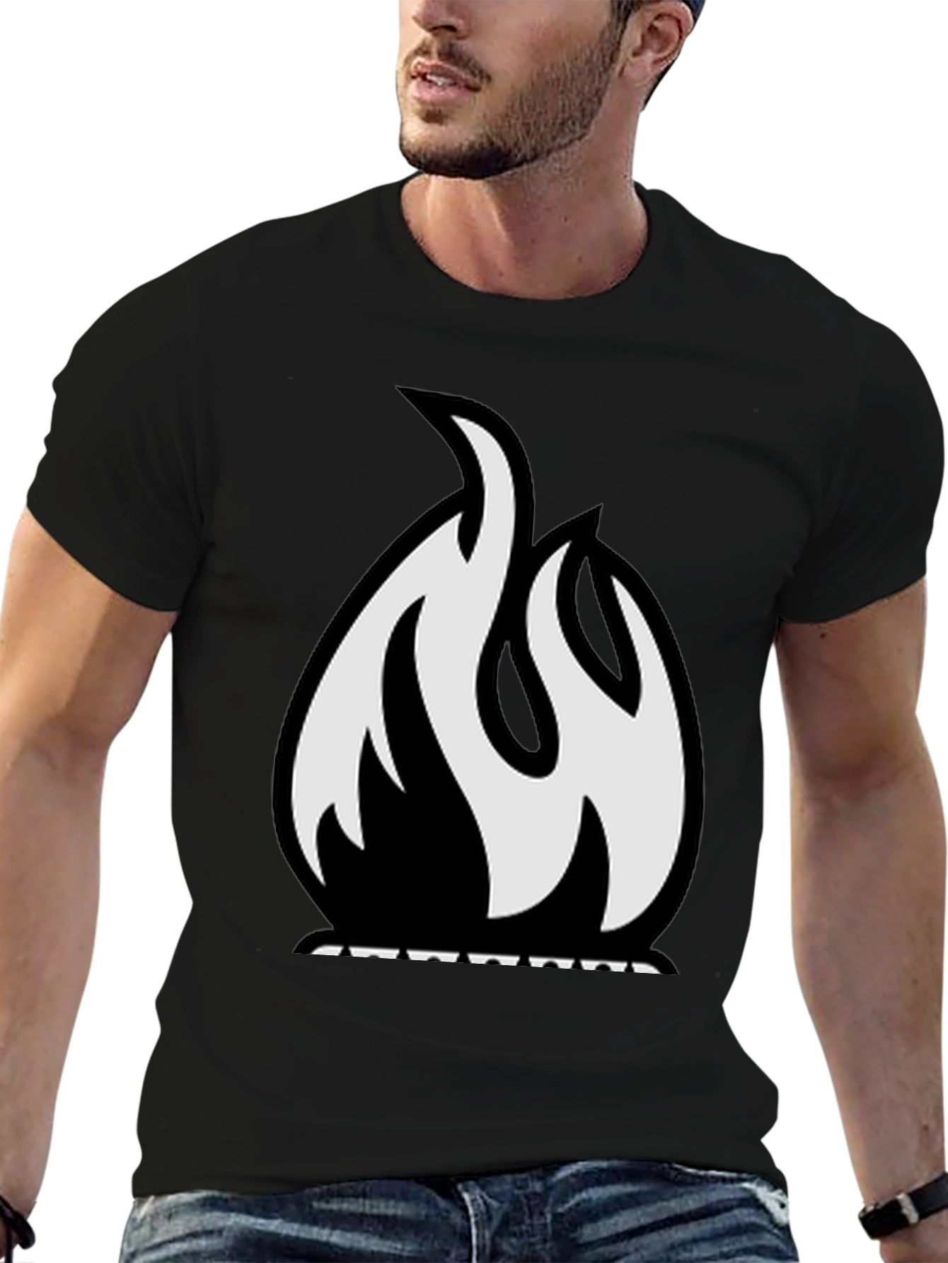Flame Graphic Tee - Bold Black T-Shirt