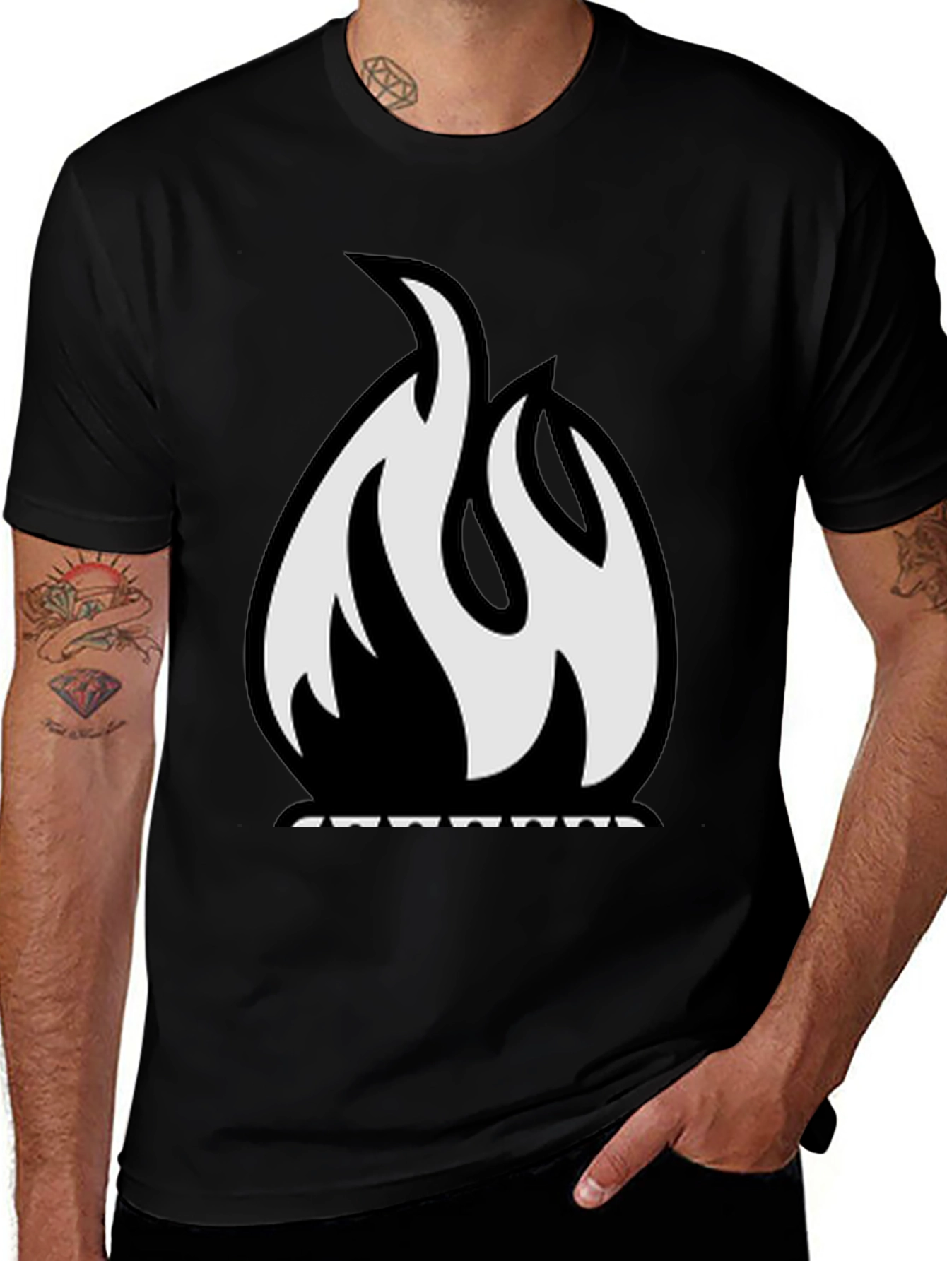 Flame Graphic Tee - Bold Black T-Shirt
