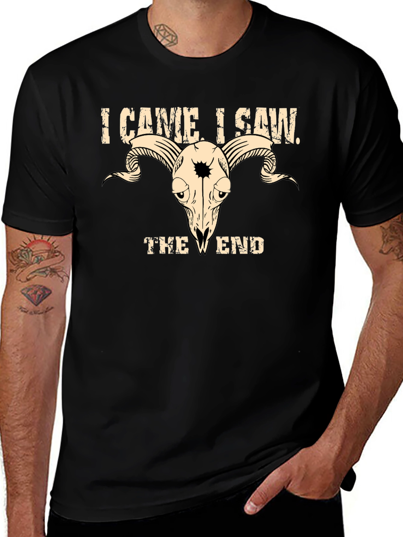 I Came I Saw The End T-Shirt Goat Skull