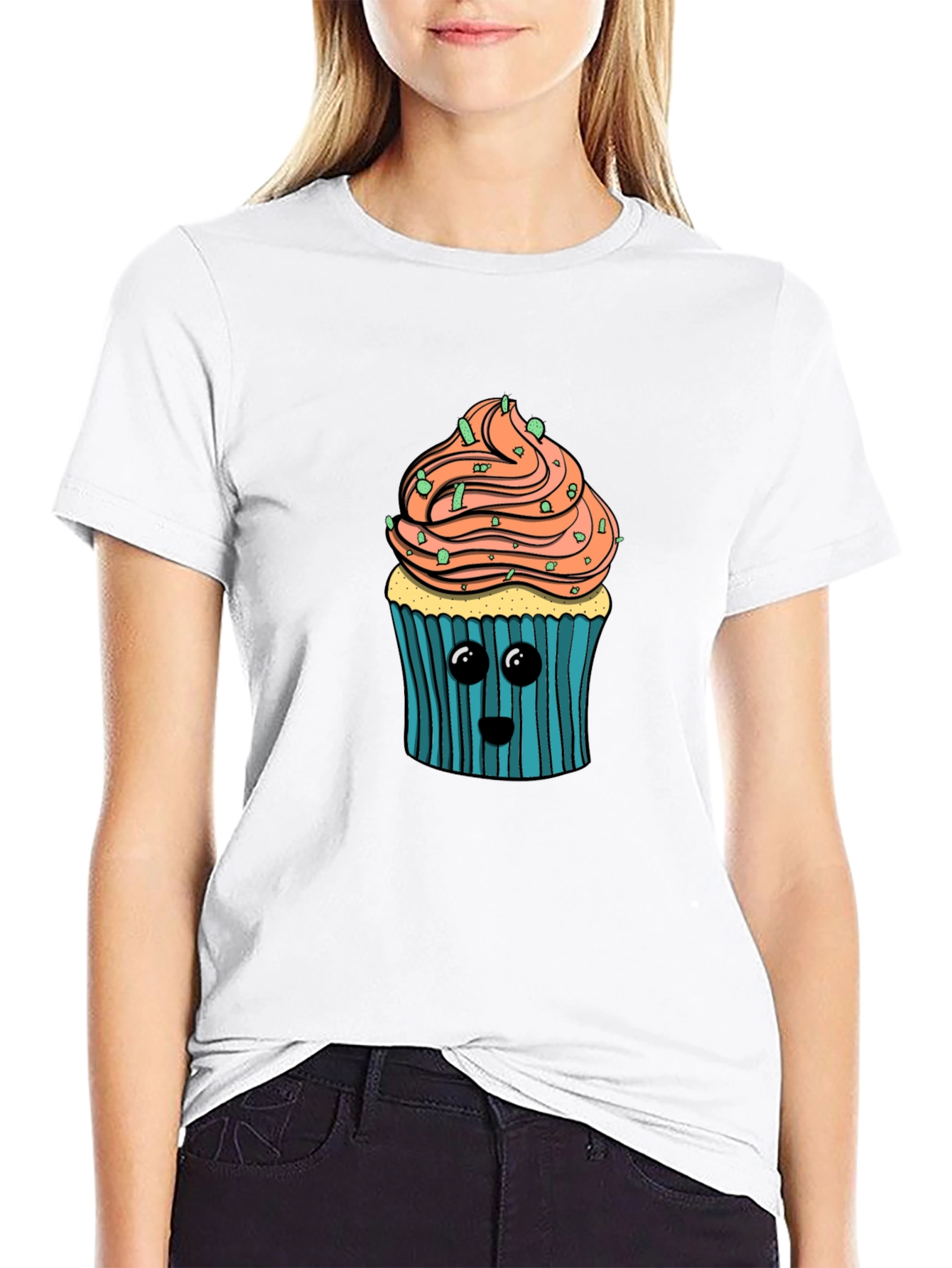 Cute Cupcake Graphic T-Shirt - Soft Cotton Blend