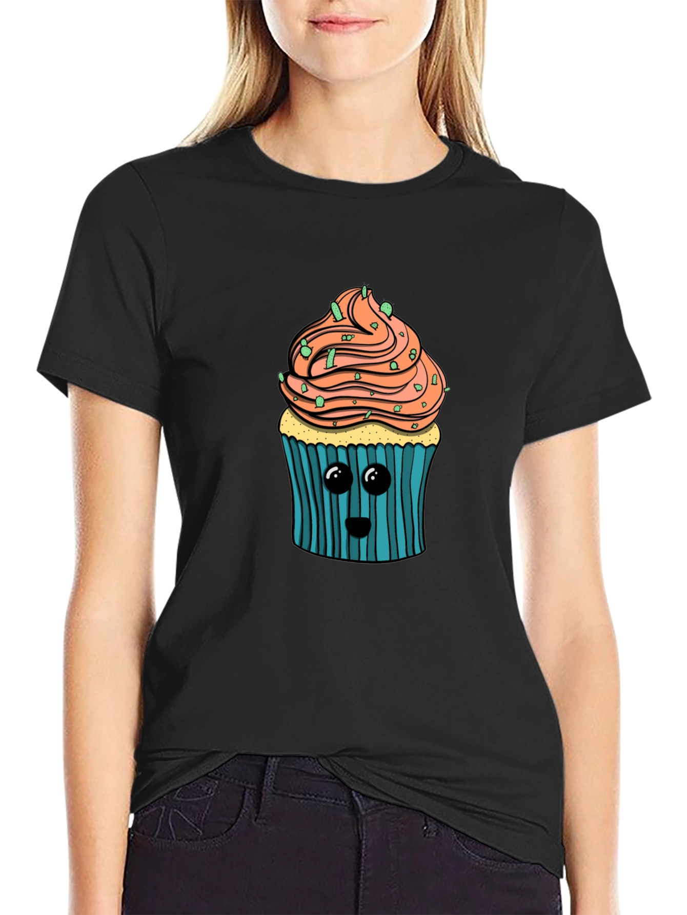 Cute Cupcake Graphic T-Shirt - Soft Cotton Blend