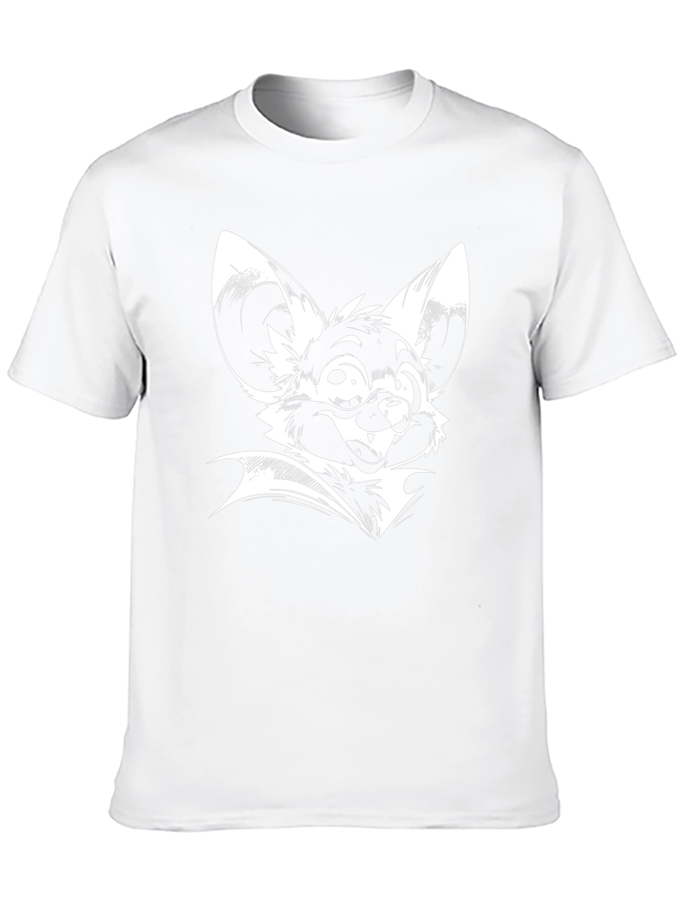 Black T-Shirt with White Bat Cartoon Print