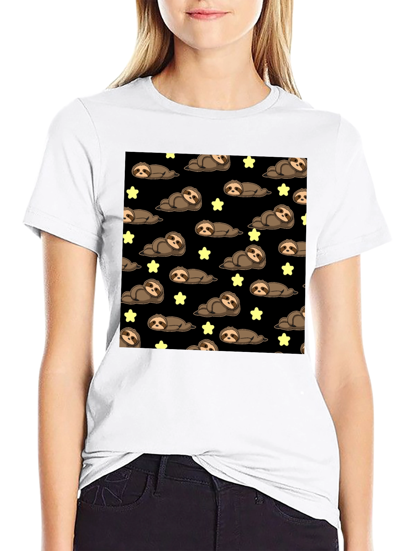 Cute Sloth Starry Night T-Shirt
