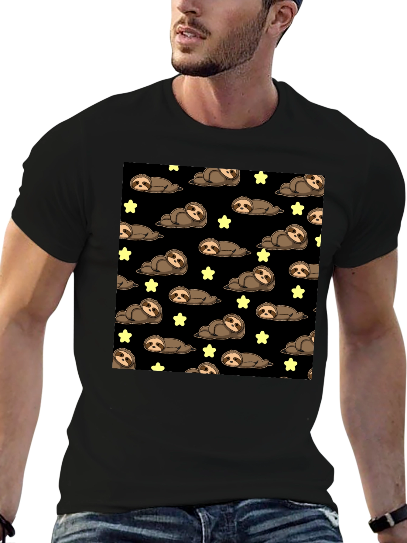 Cute Sloth Starry Night T-Shirt