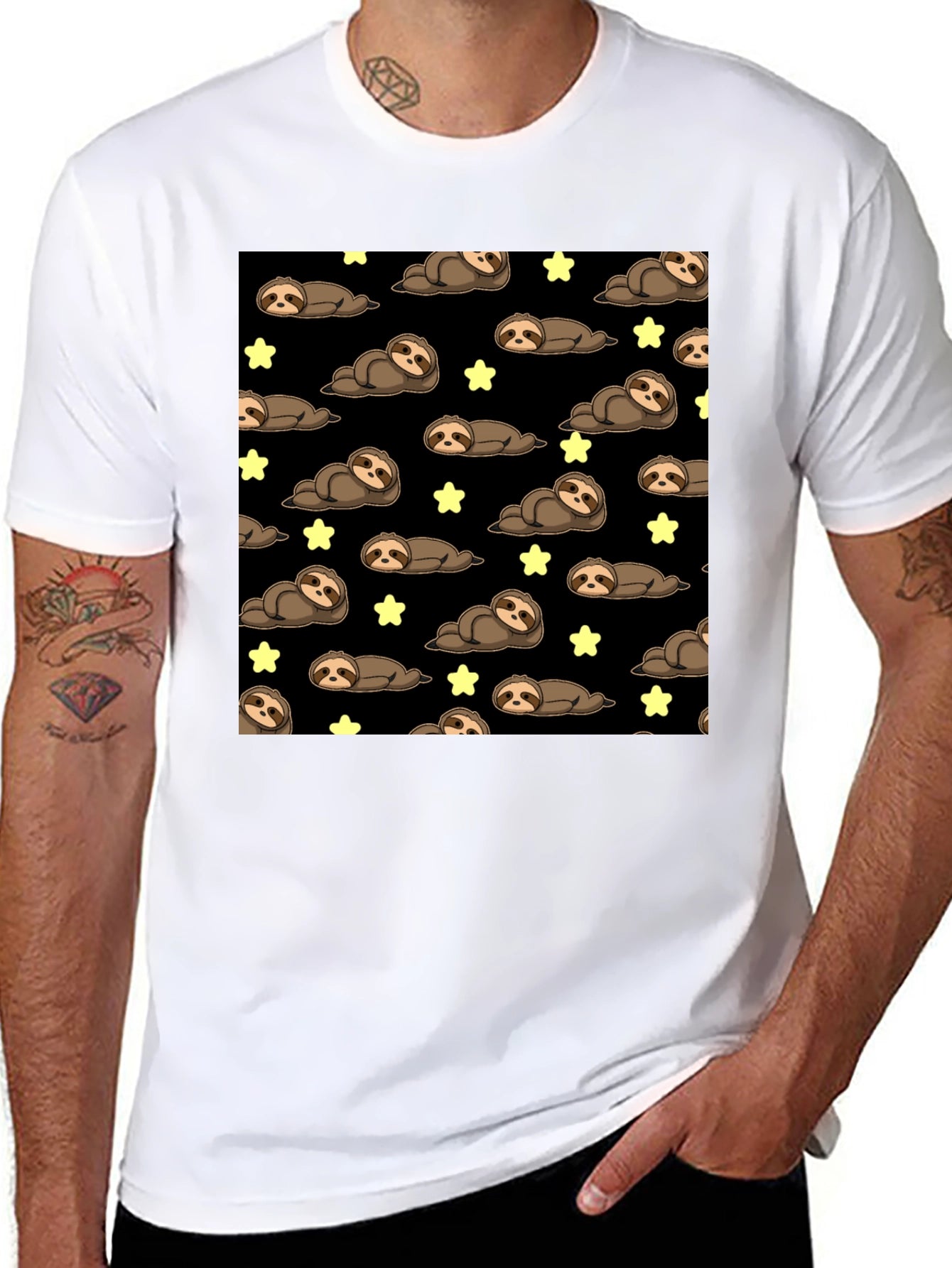 Cute Sloth Starry Night T-Shirt