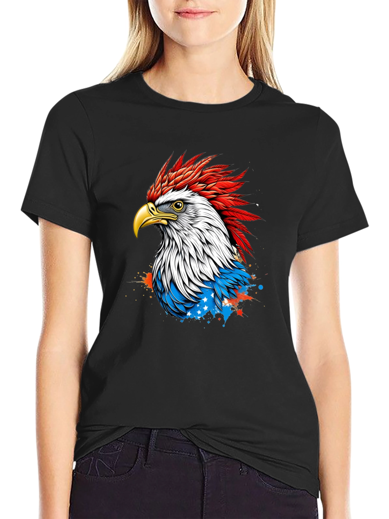 Patriotic Eagle Graphic Tee - Mens Black T-Shirt