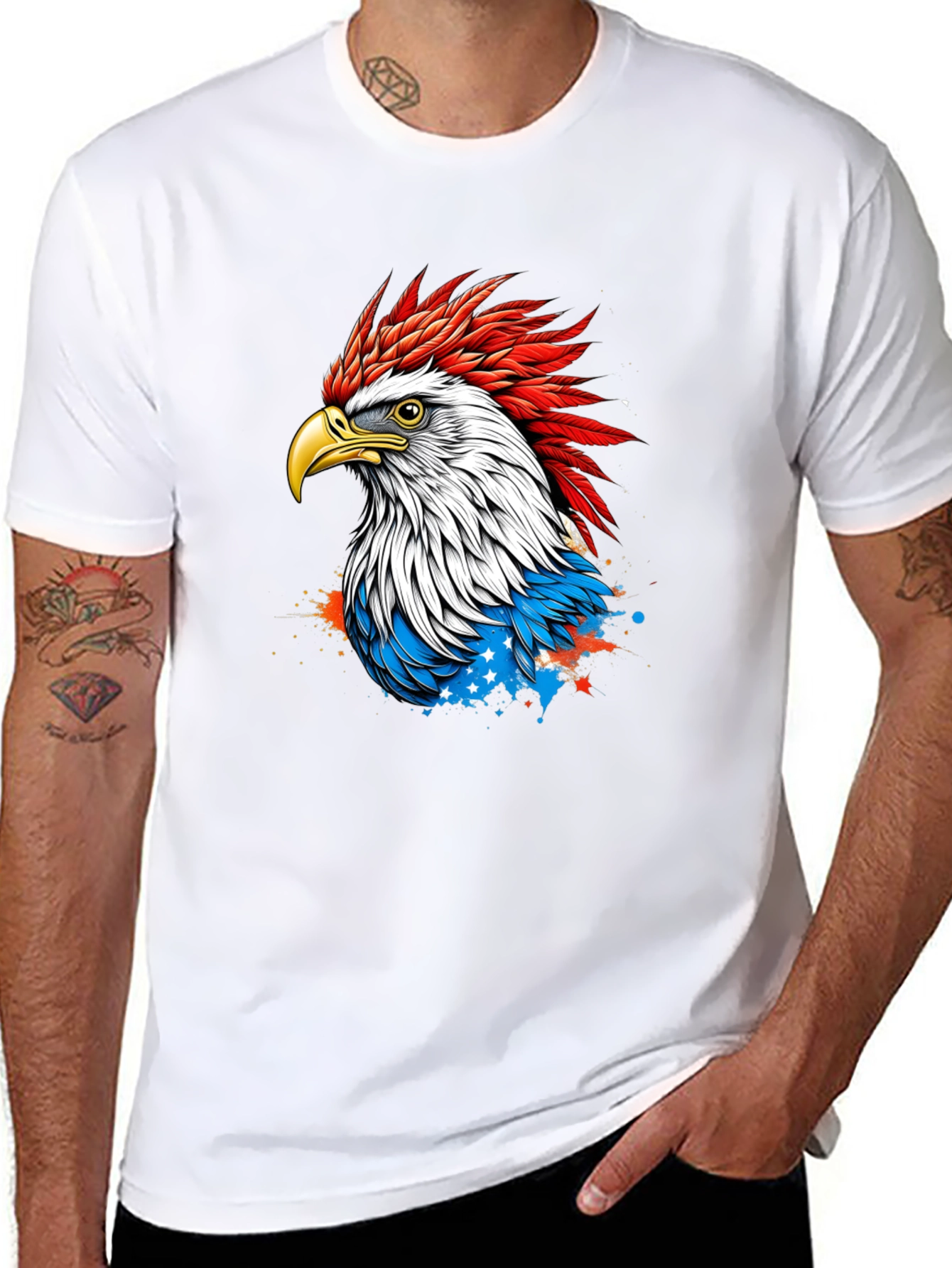 Patriotic Eagle Graphic Tee - Mens Black T-Shirt