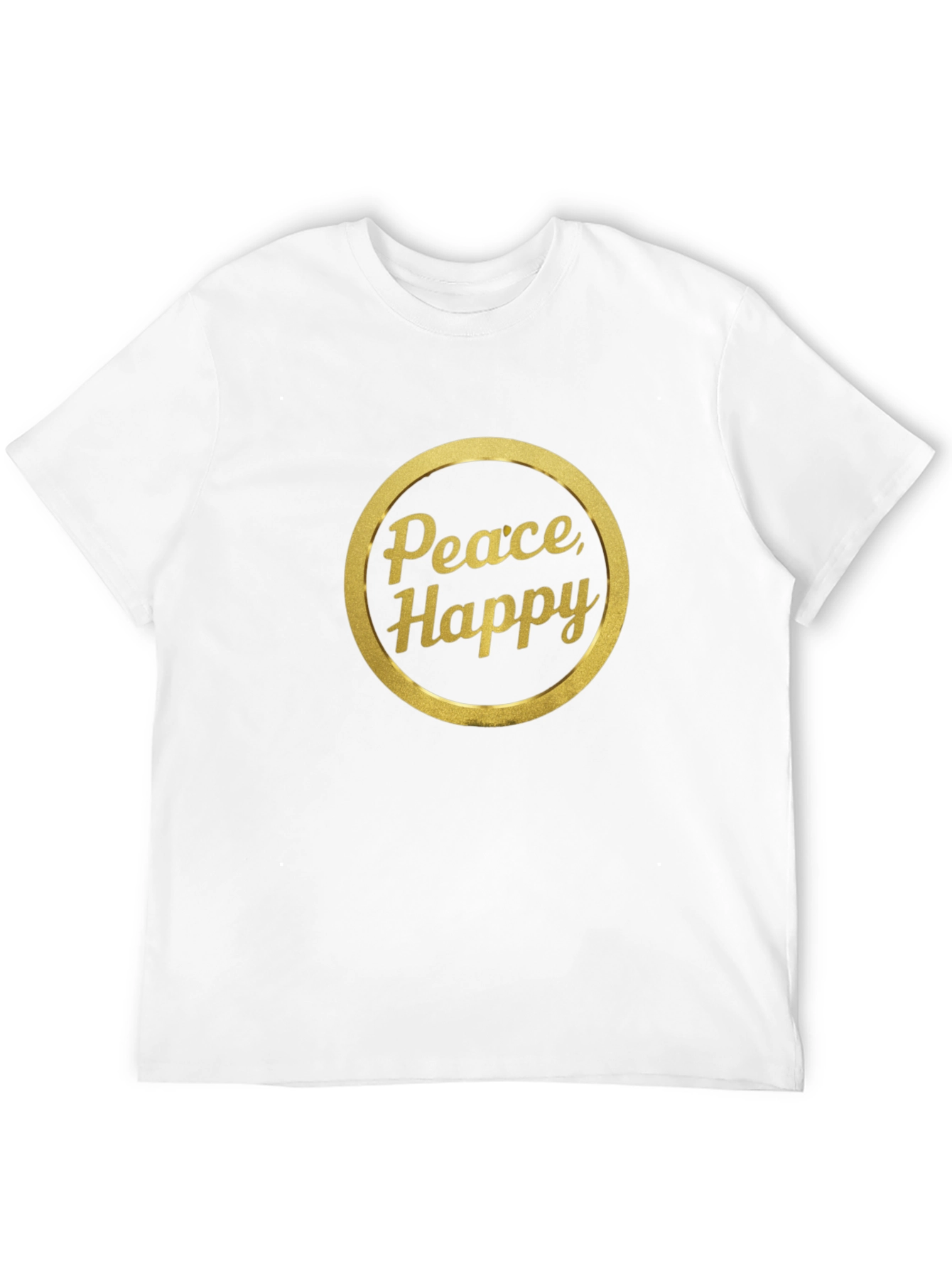 Peace and Happy T-Shirt - Gold Print