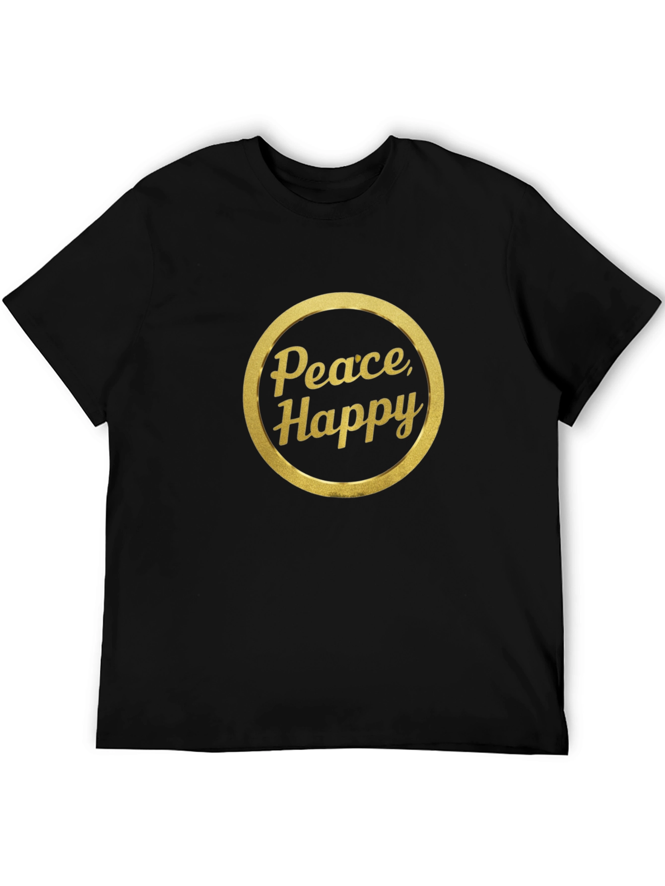 Peace and Happy T-Shirt - Gold Print