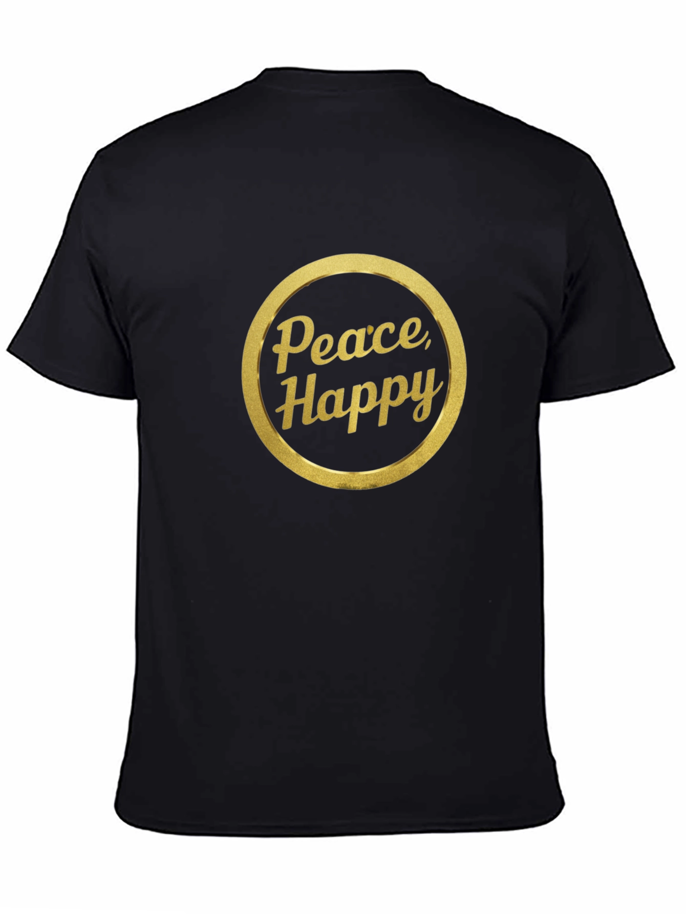 Peace and Happy T-Shirt - Gold Print
