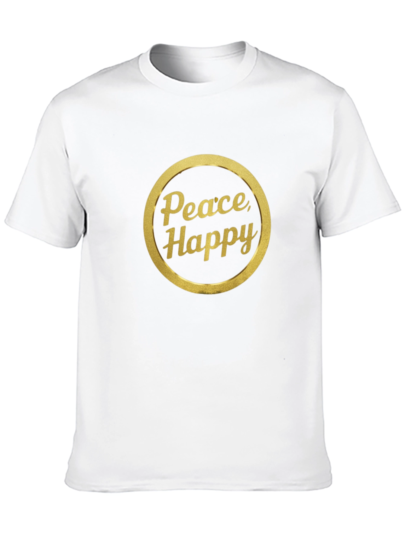 Peace and Happy T-Shirt - Gold Print