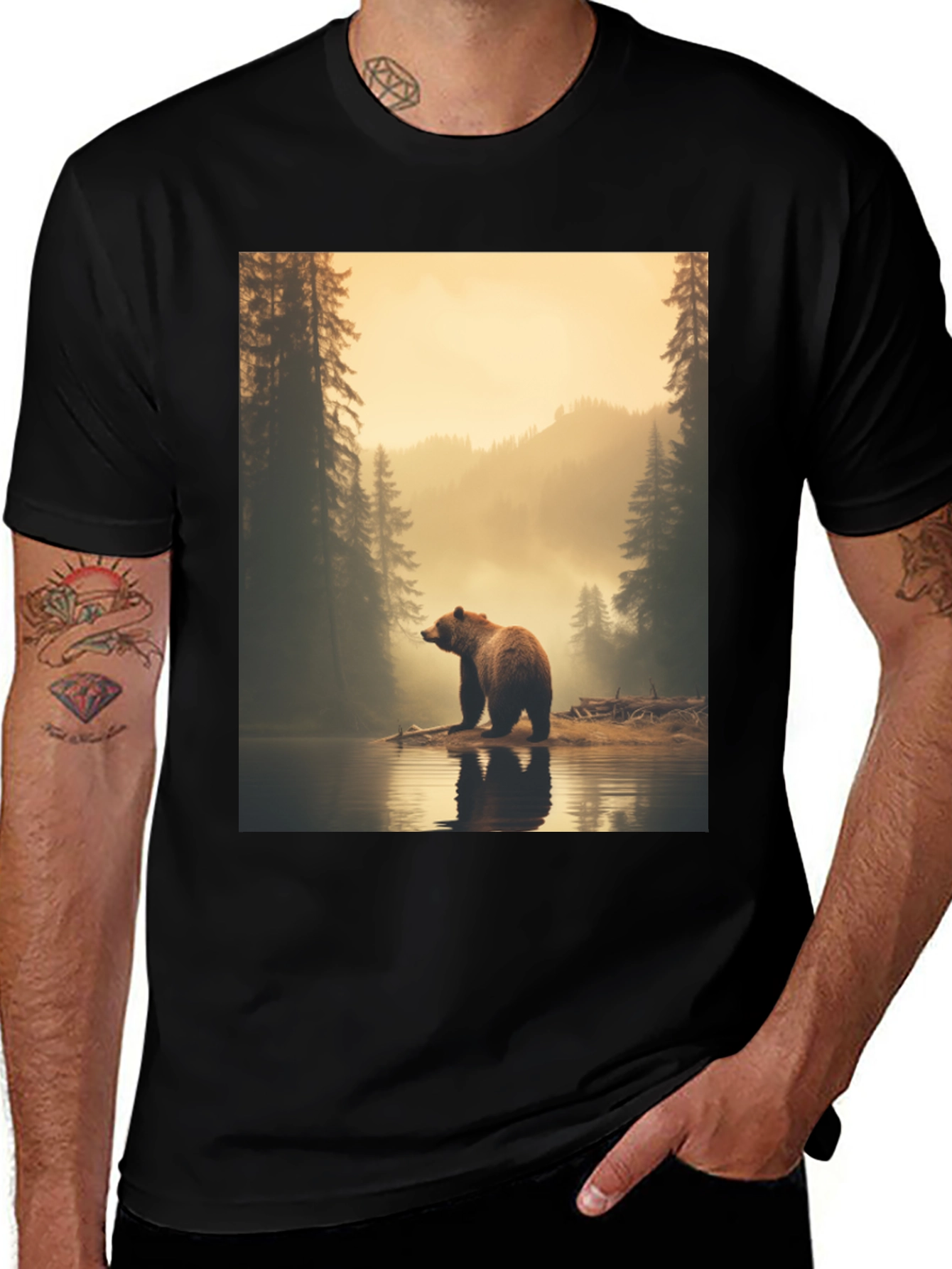 Bear Lake Graphic Tee - Wildlife Nature Shirt