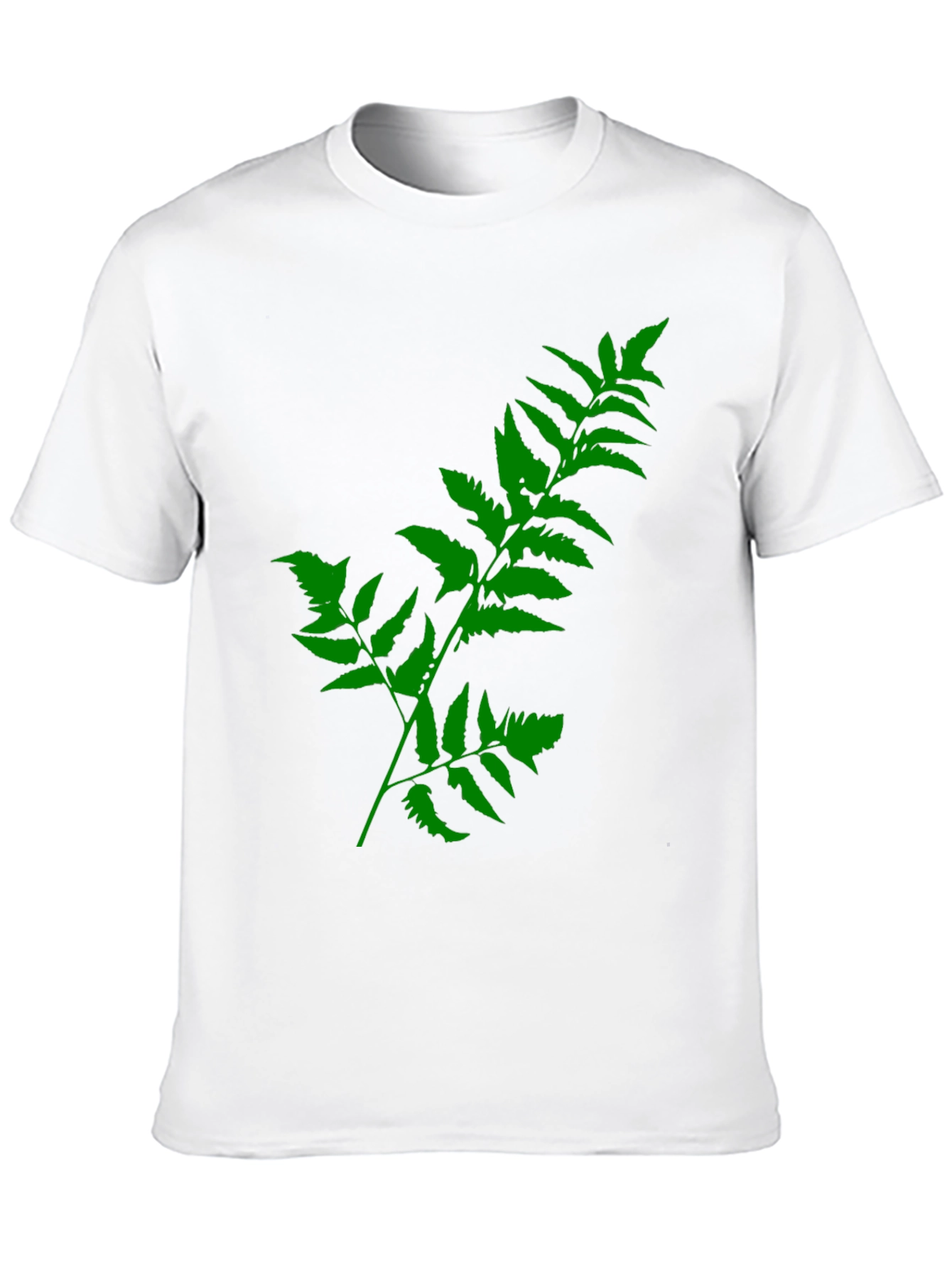 Green Fern Print Black T-Shirt