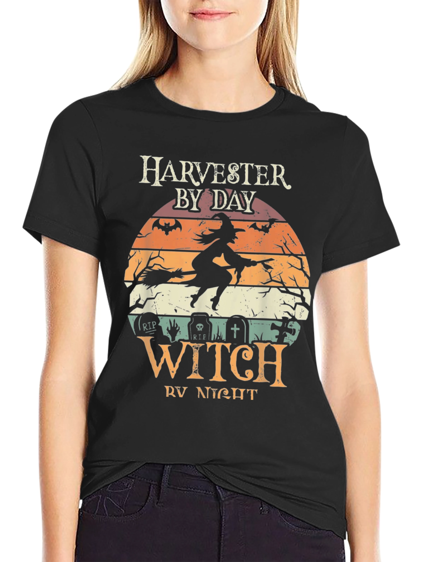 Harvester by Day Witch by Night Halloween T-Shirt