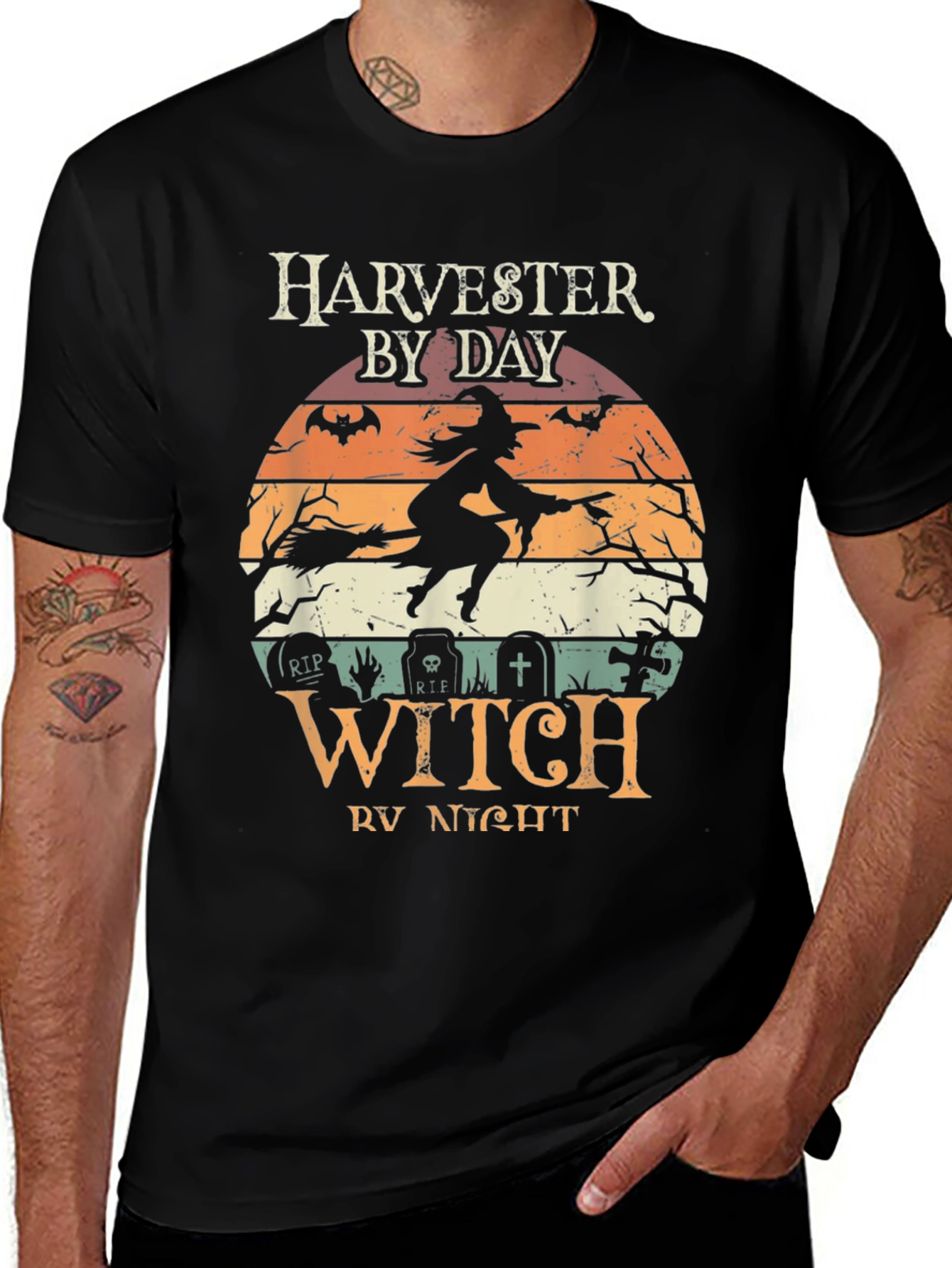 Harvester by Day Witch by Night Halloween T-Shirt