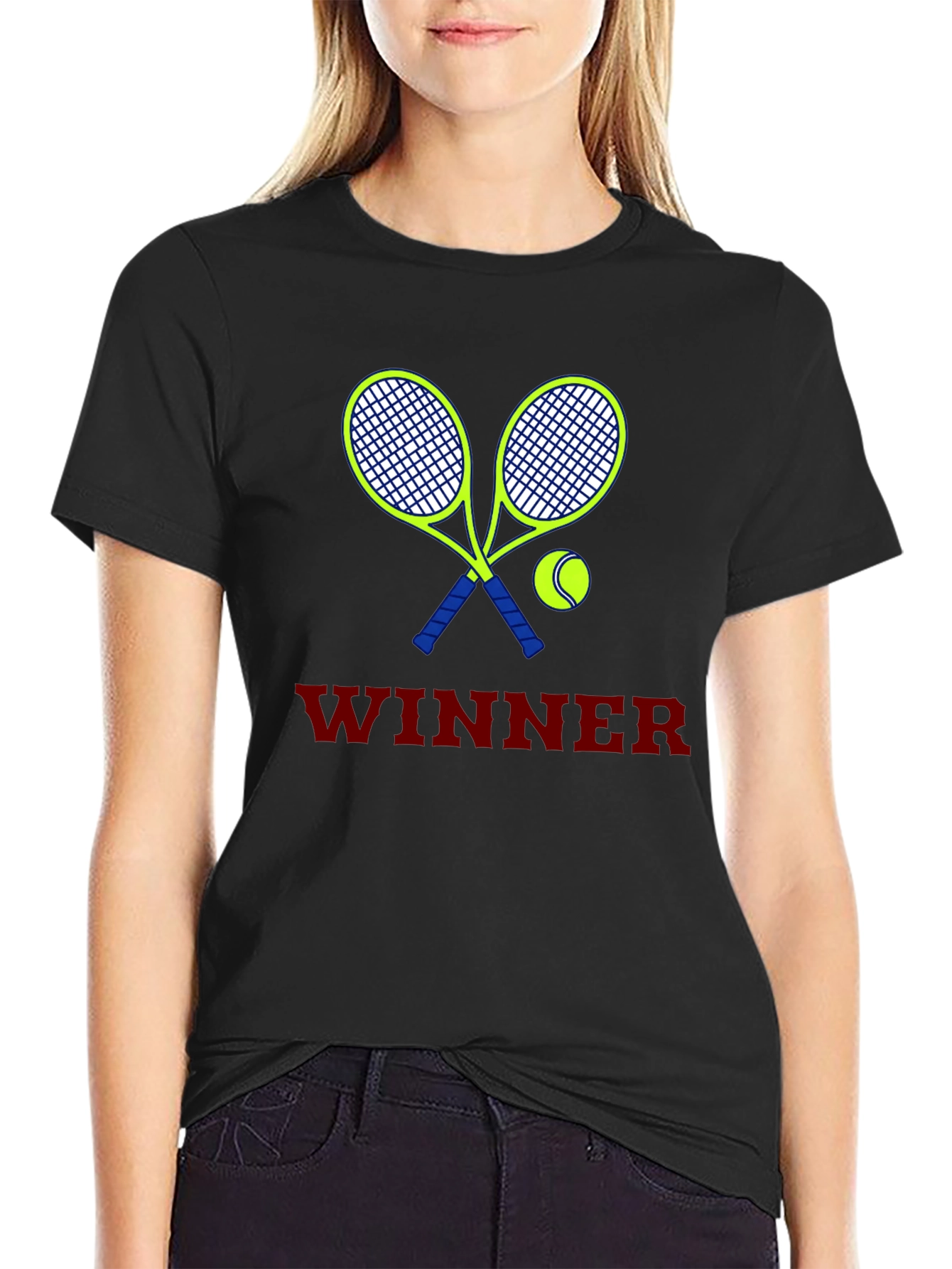 Tennis Winner Graphic Tee - Black Unisex T-Shirt