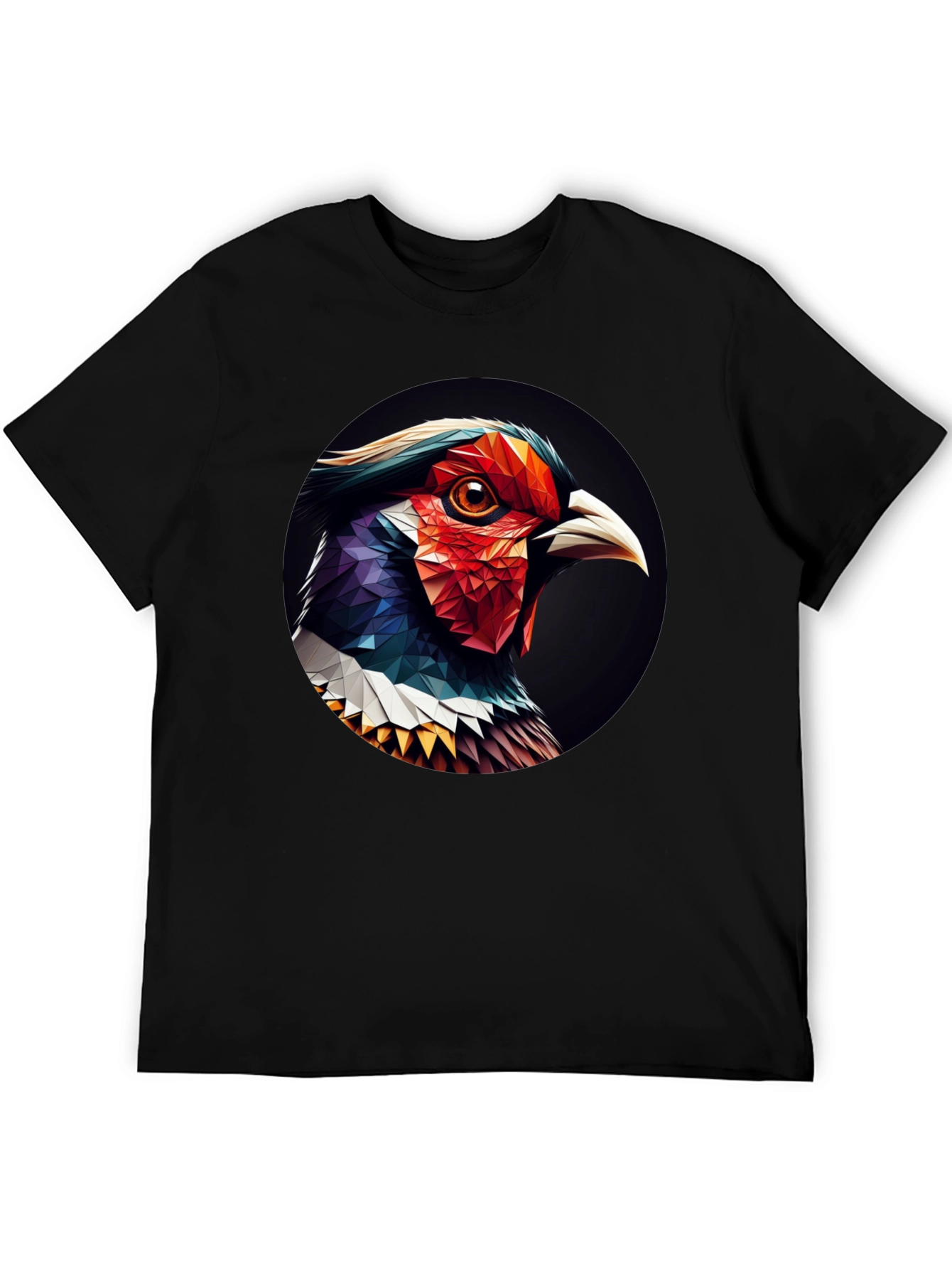 Geometric Bird Graphic Black T-Shirt