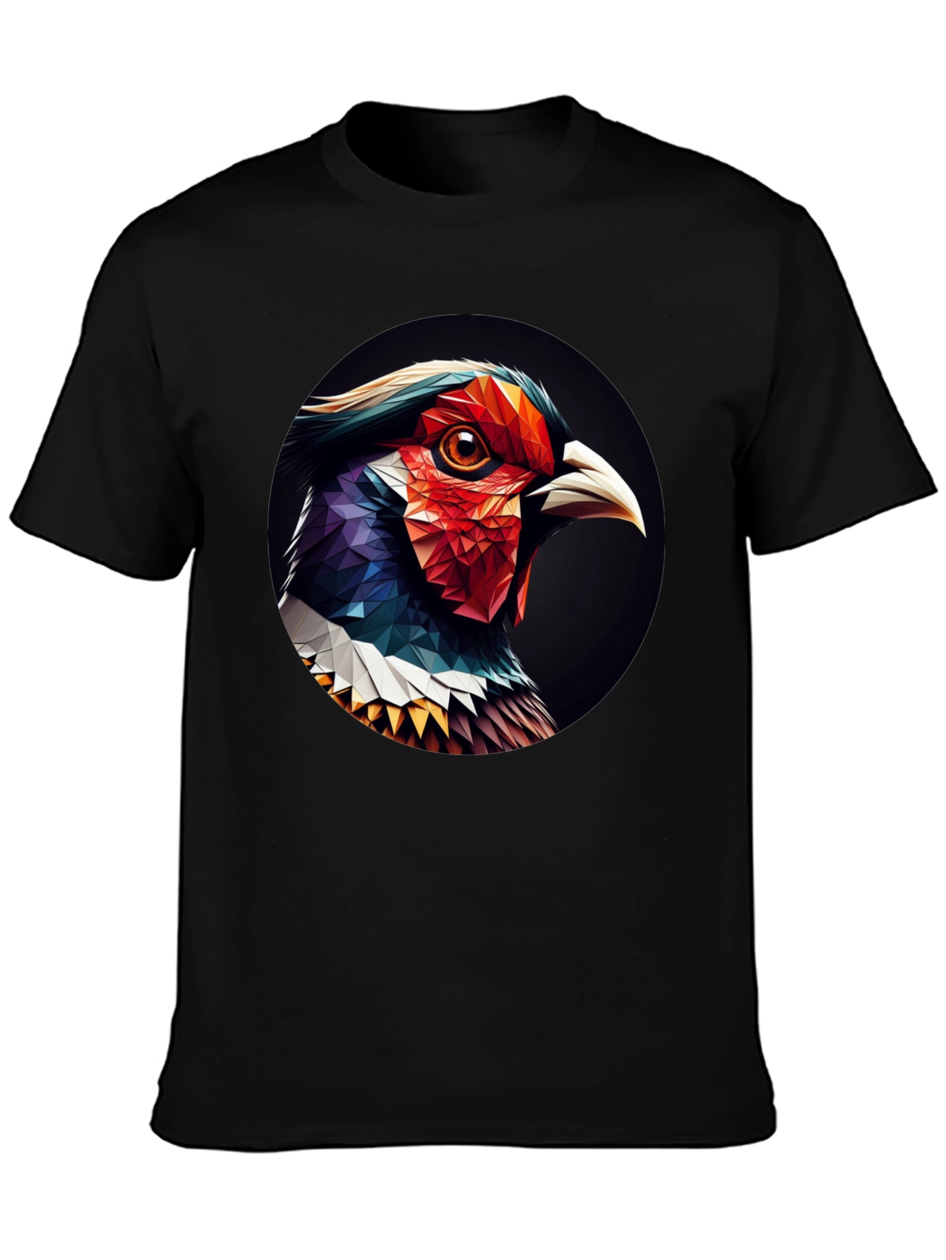 Geometric Bird Graphic Black T-Shirt