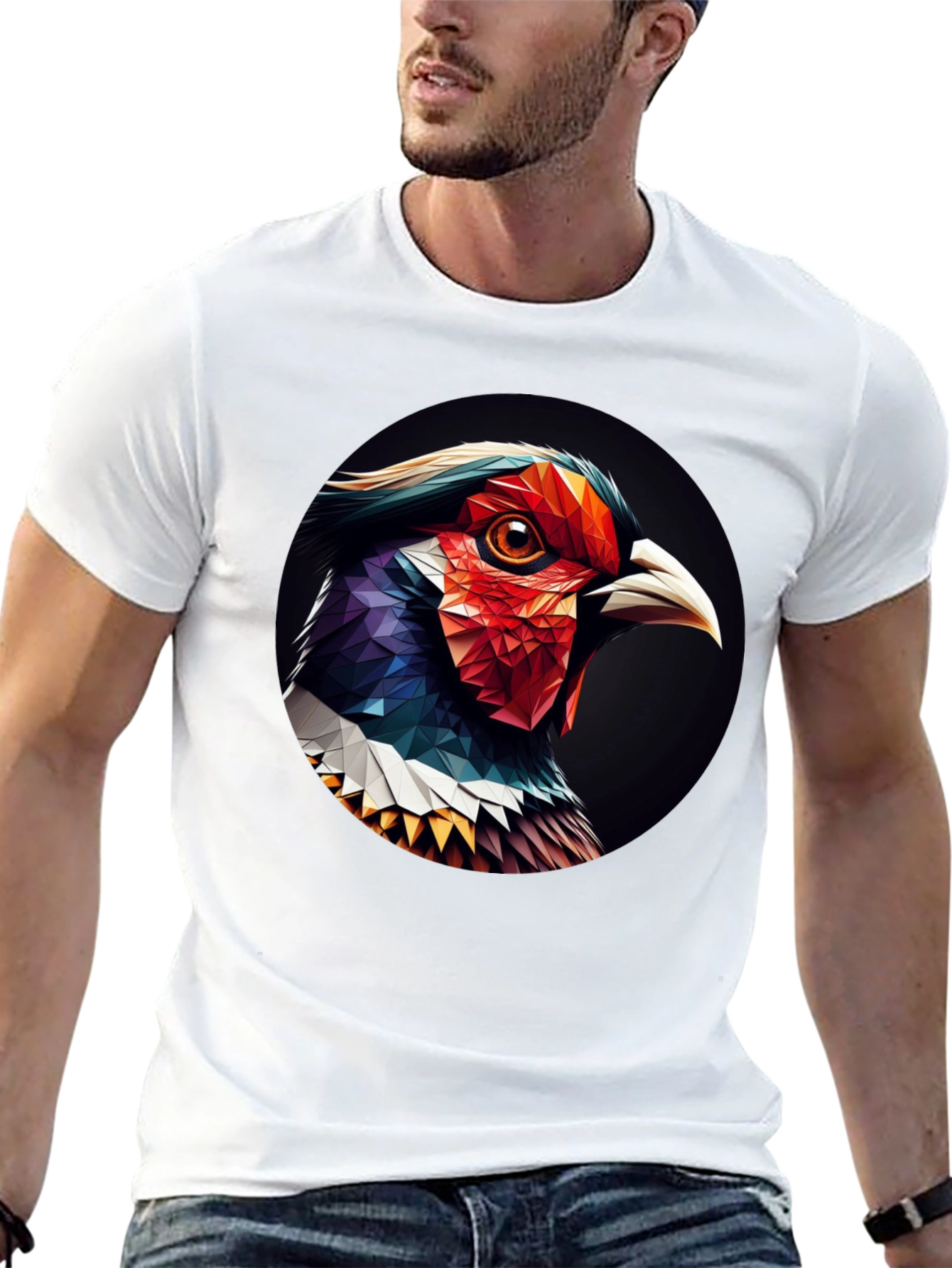 Geometric Bird Graphic Black T-Shirt