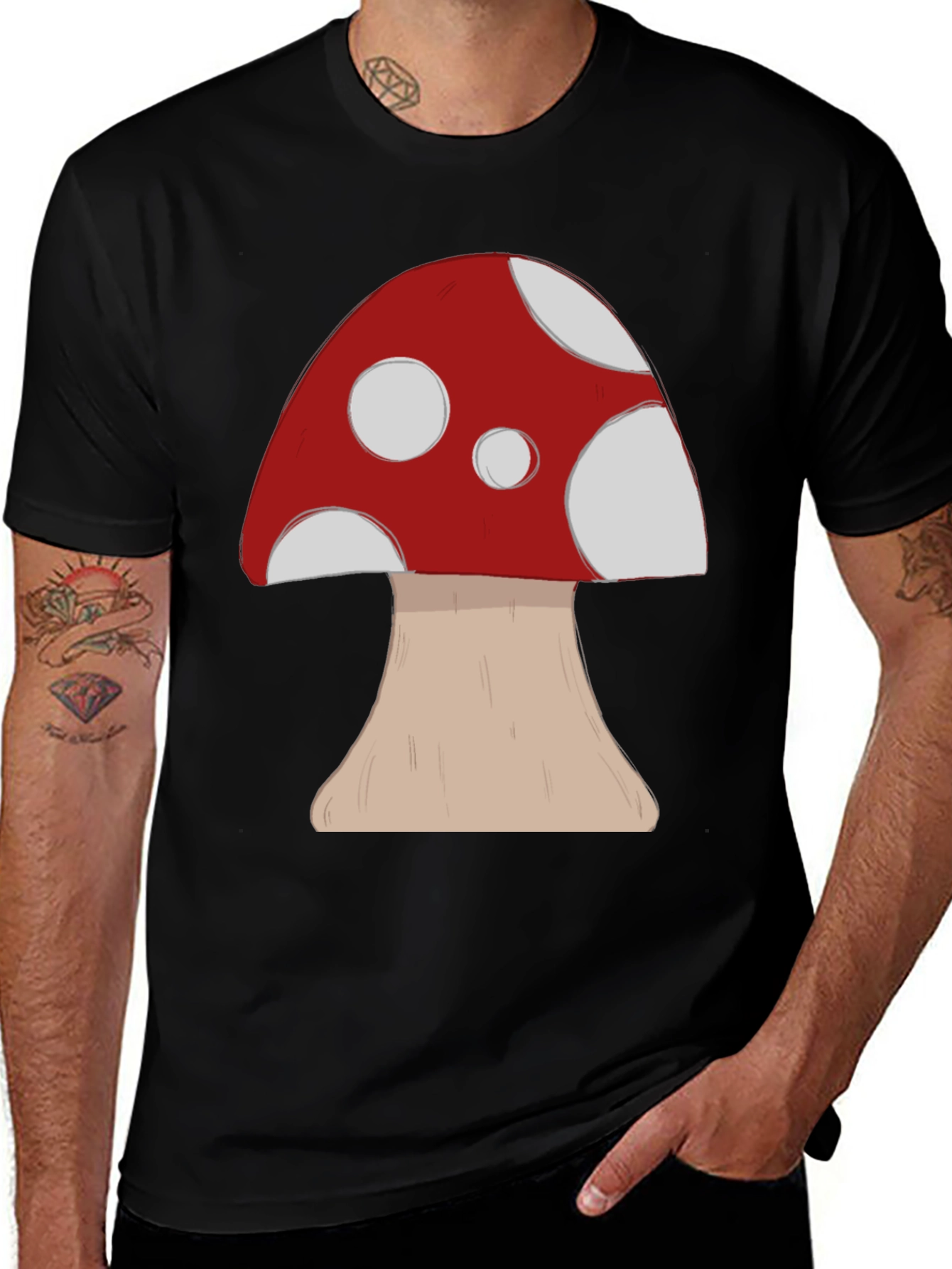 Mushroom Graphic Tee -  Casual Cotton Comfort