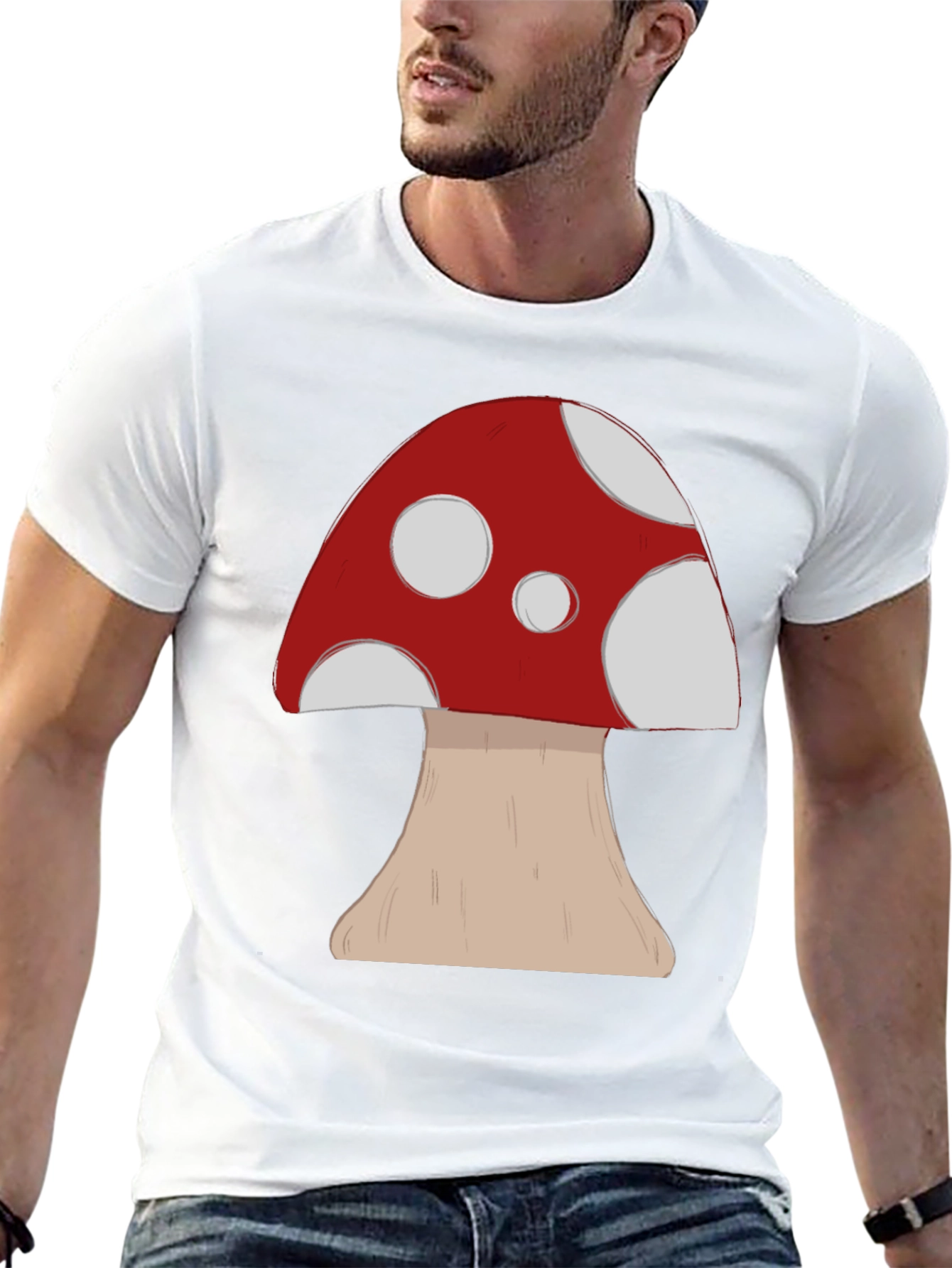 Mushroom Graphic Tee -  Casual Cotton Comfort