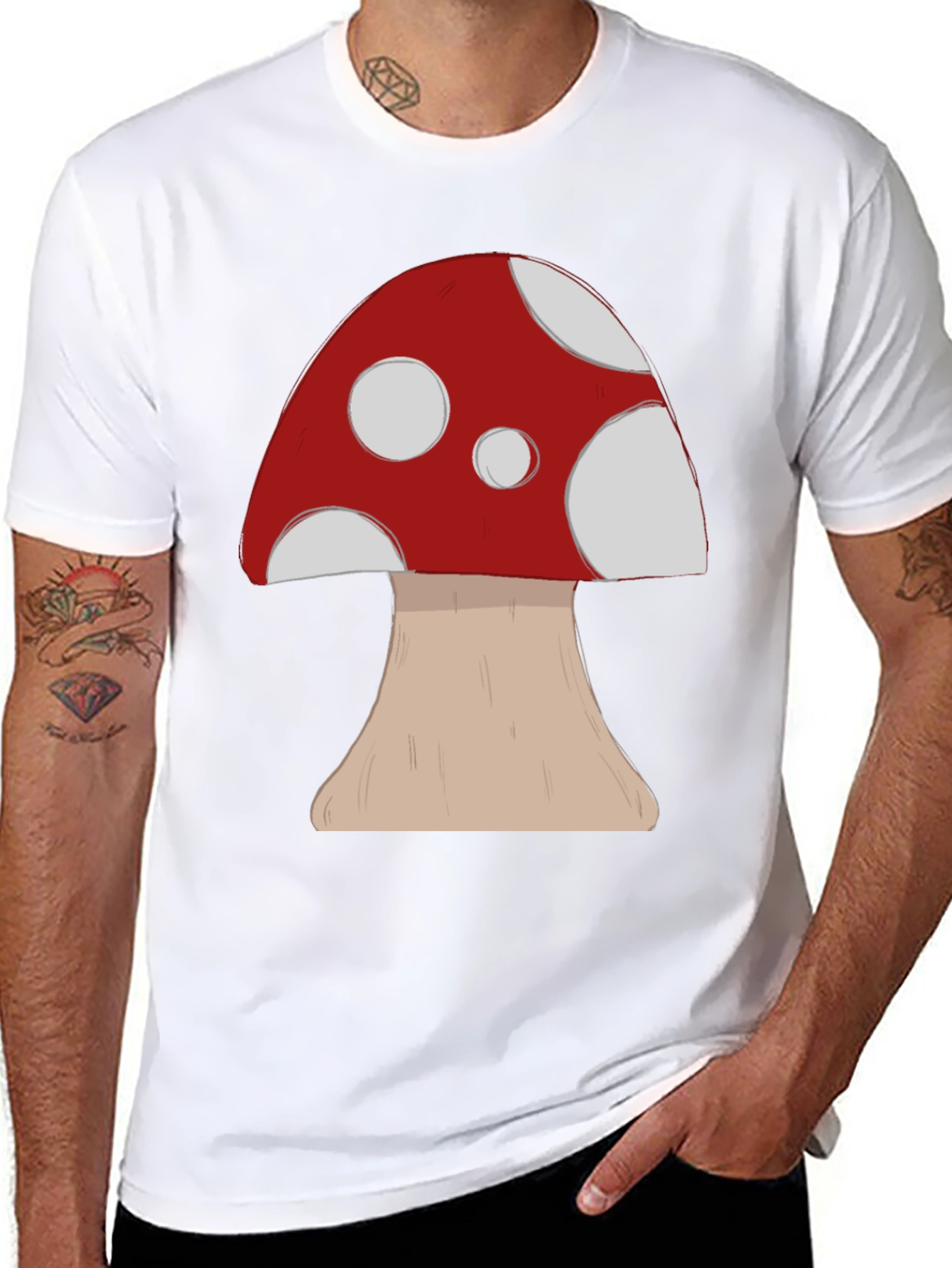 Mushroom Graphic Tee -  Casual Cotton Comfort