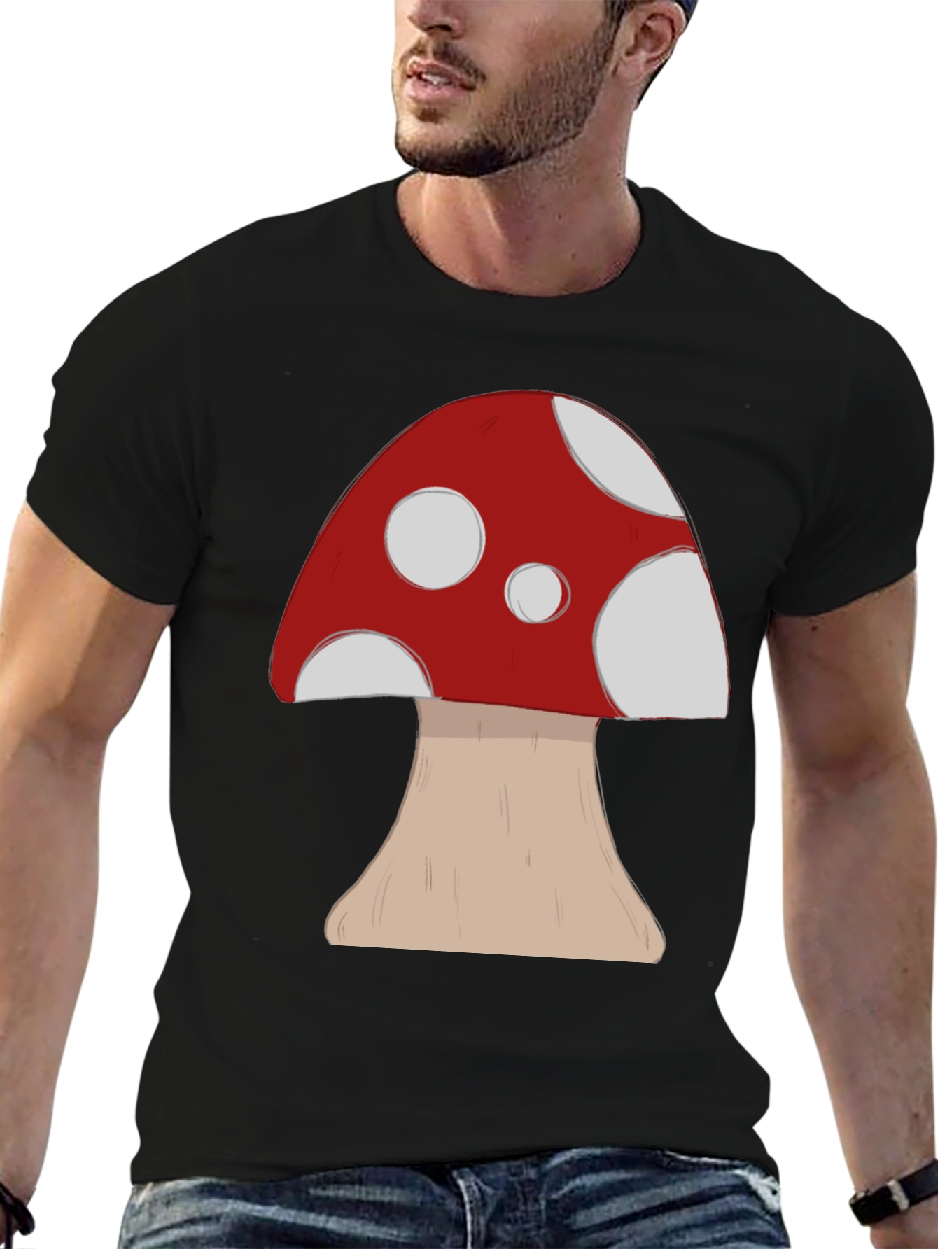 Mushroom Graphic Tee -  Casual Cotton Comfort