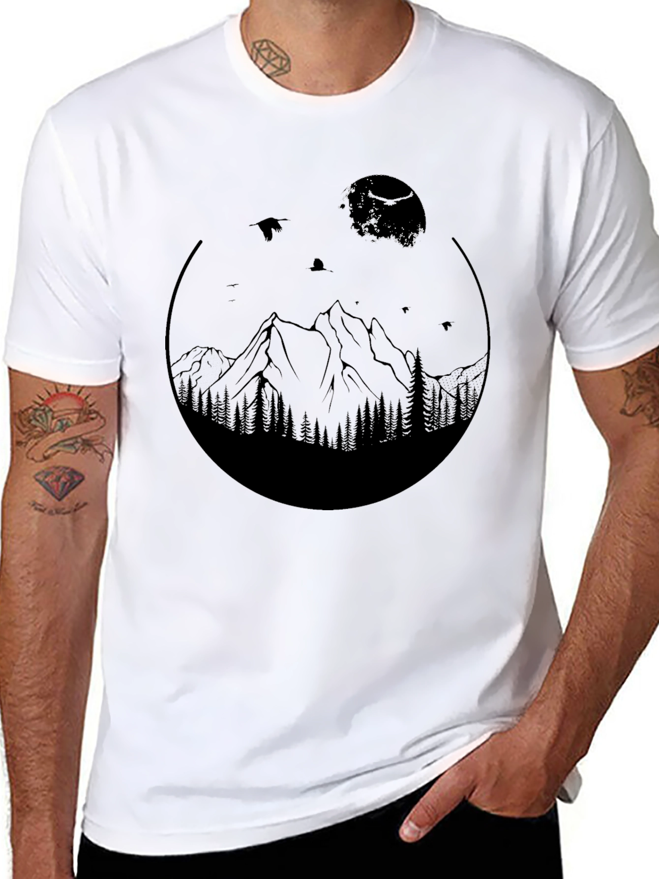 Mountain & Moon Graphic Tee - Nature Inspired Design