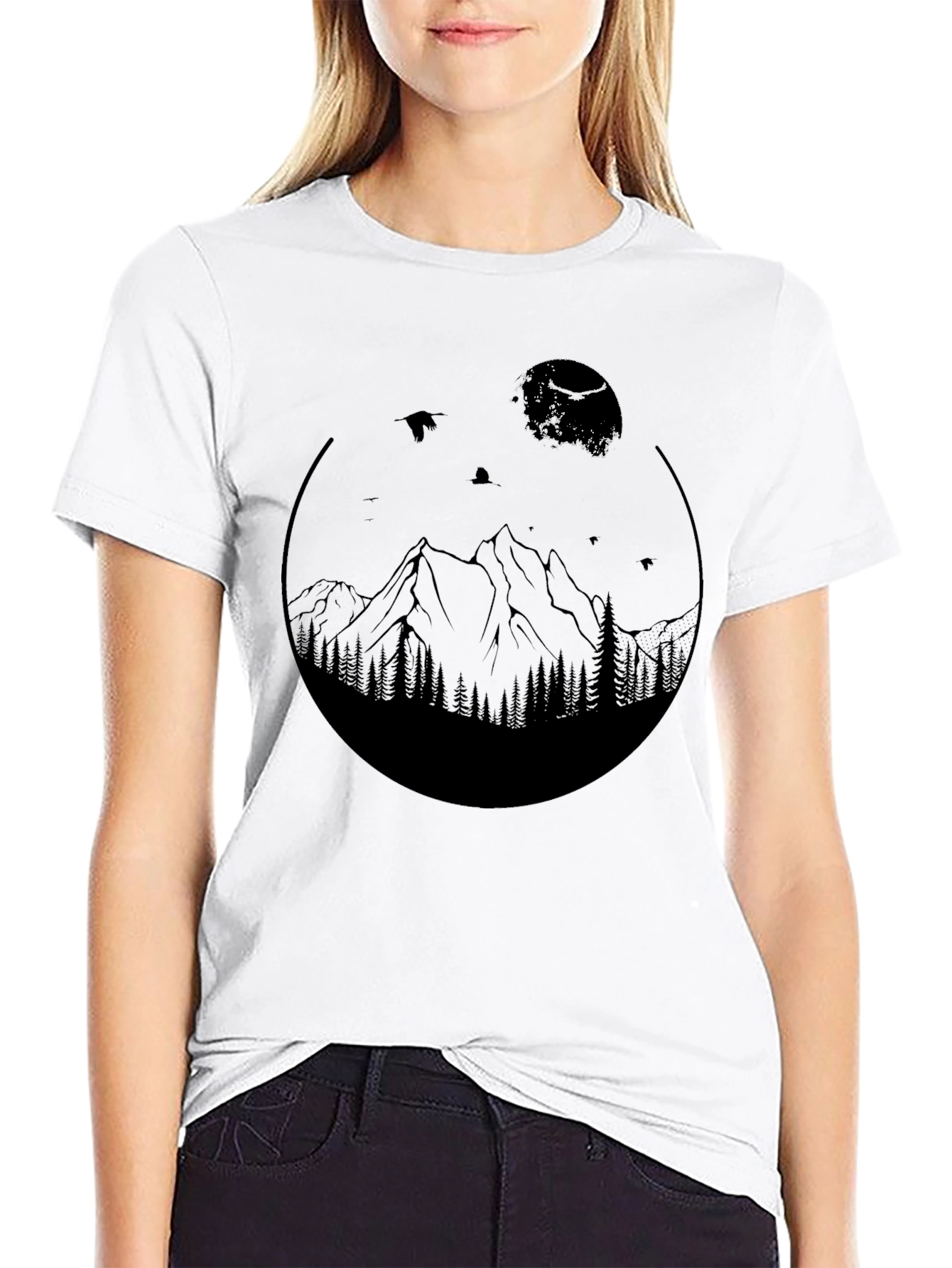 Mountain & Moon Graphic Tee - Nature Inspired Design
