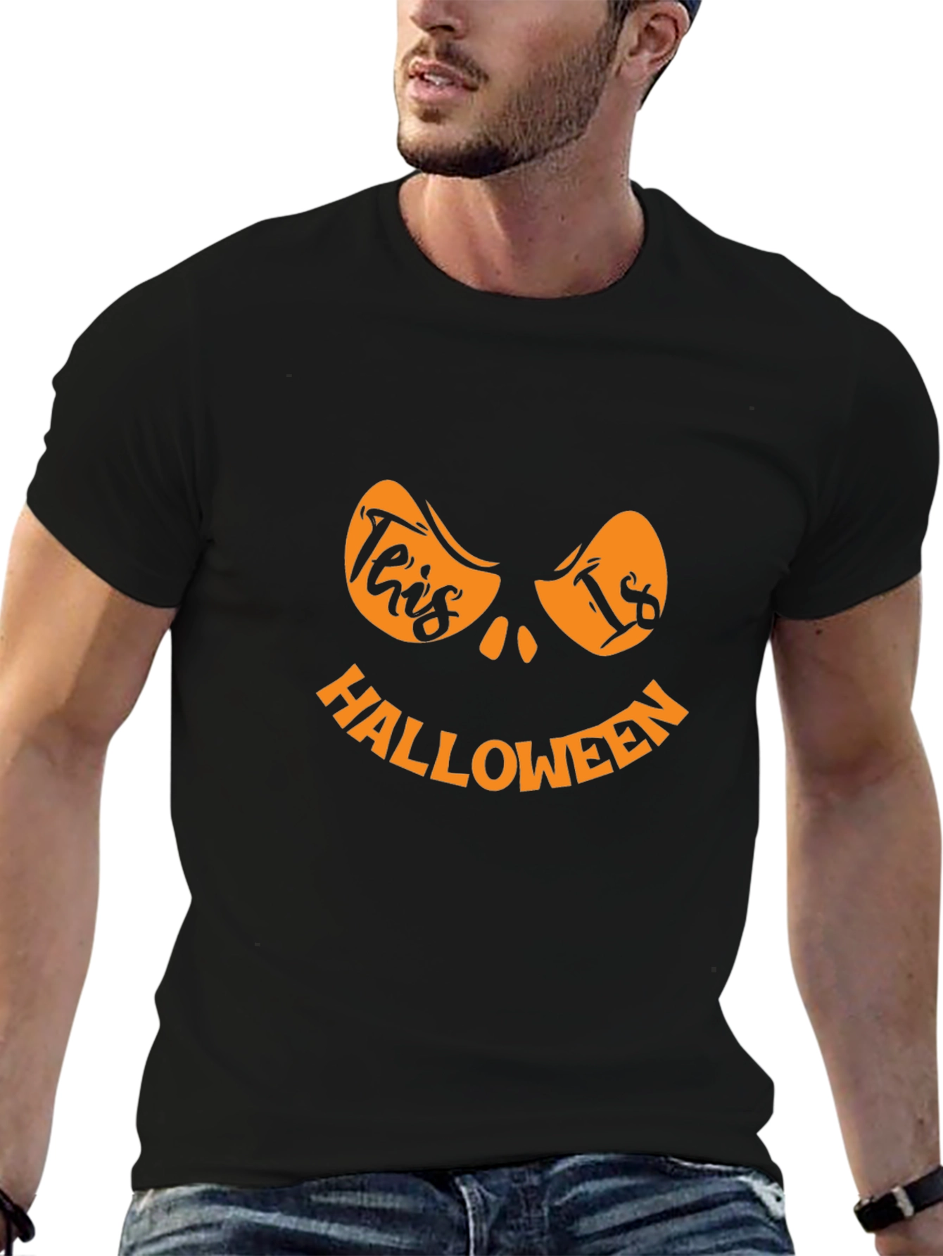 Halloween Pumpkin Face Graphic T-Shirt