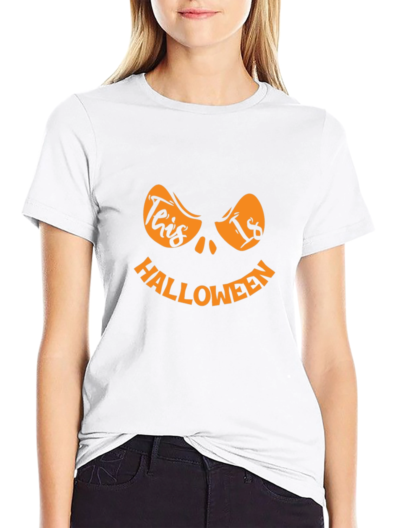 Halloween Pumpkin Face Graphic T-Shirt
