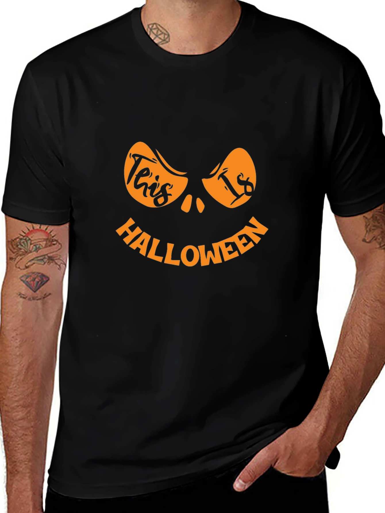 Halloween Pumpkin Face Graphic T-Shirt