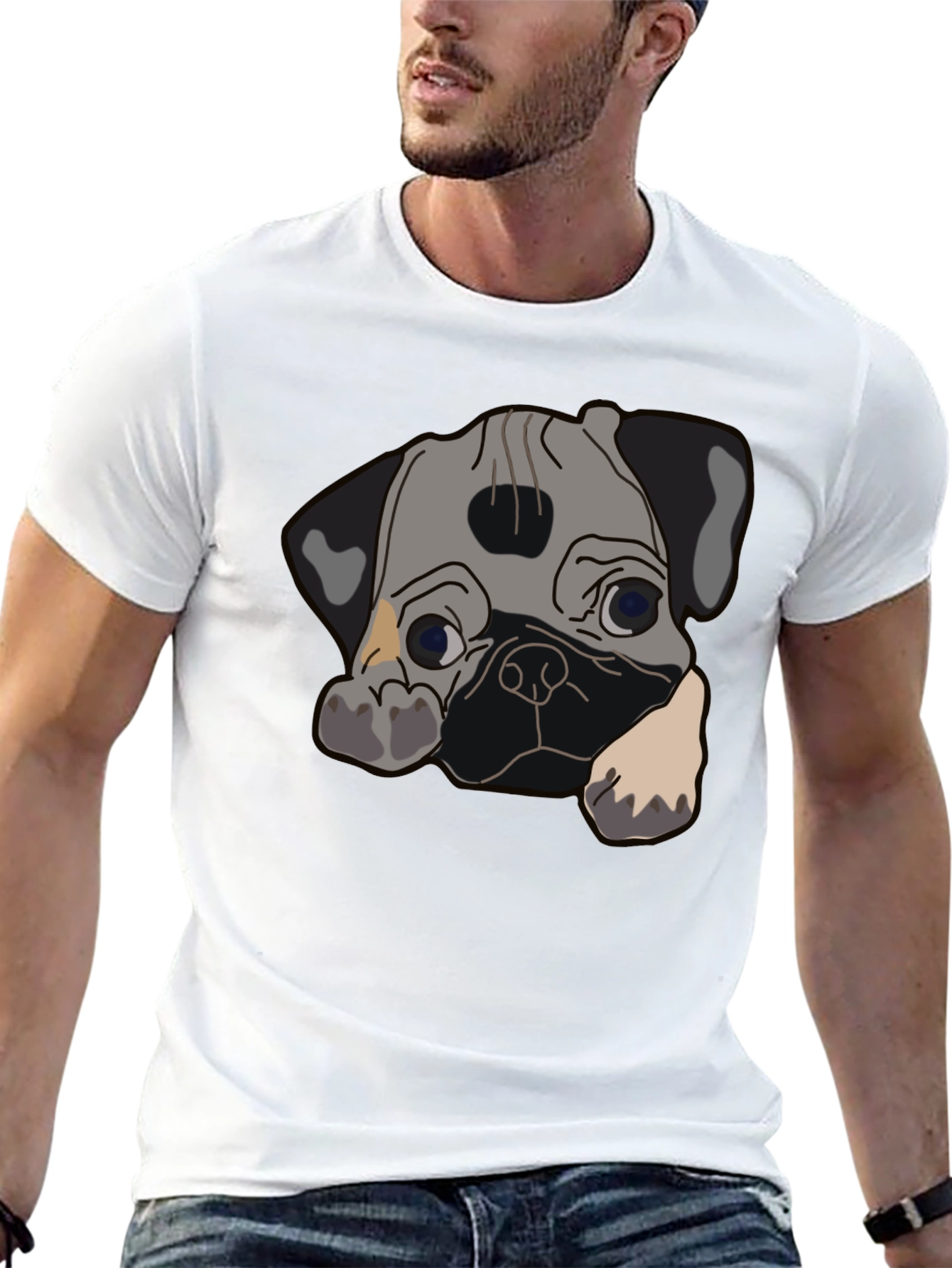 Pug Graphic Print Black T-Shirt