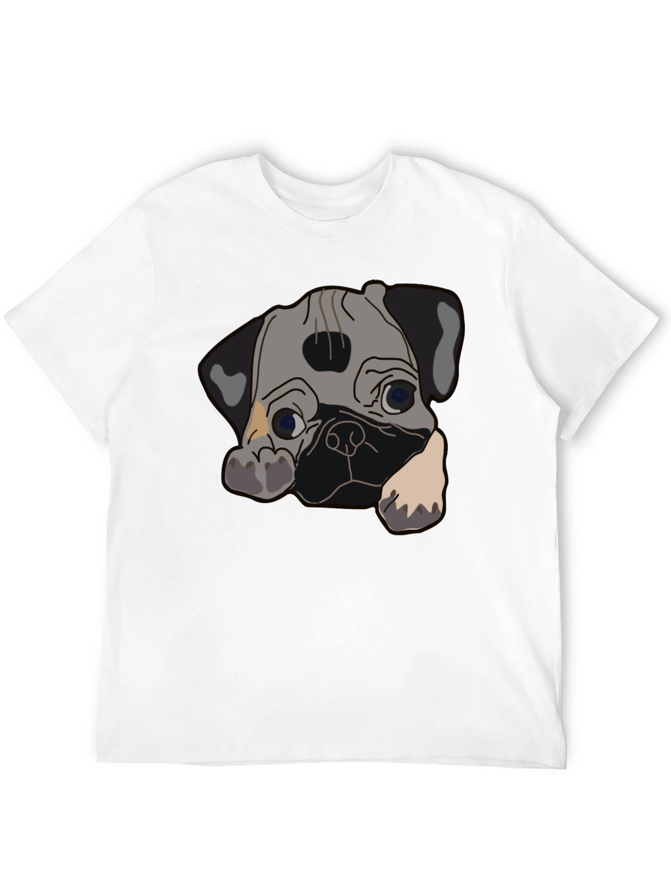 Pug Graphic Print Black T-Shirt