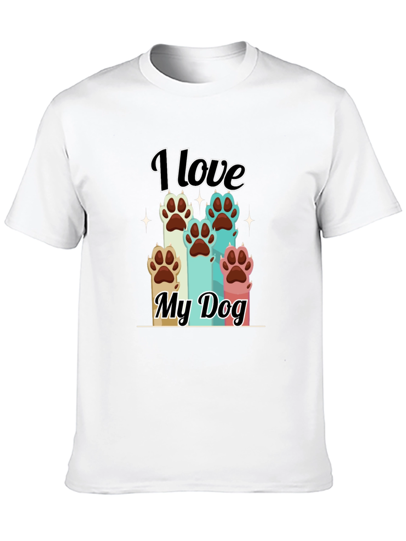 I Love My Dog T-Shirt Paw Print Graphic Tee