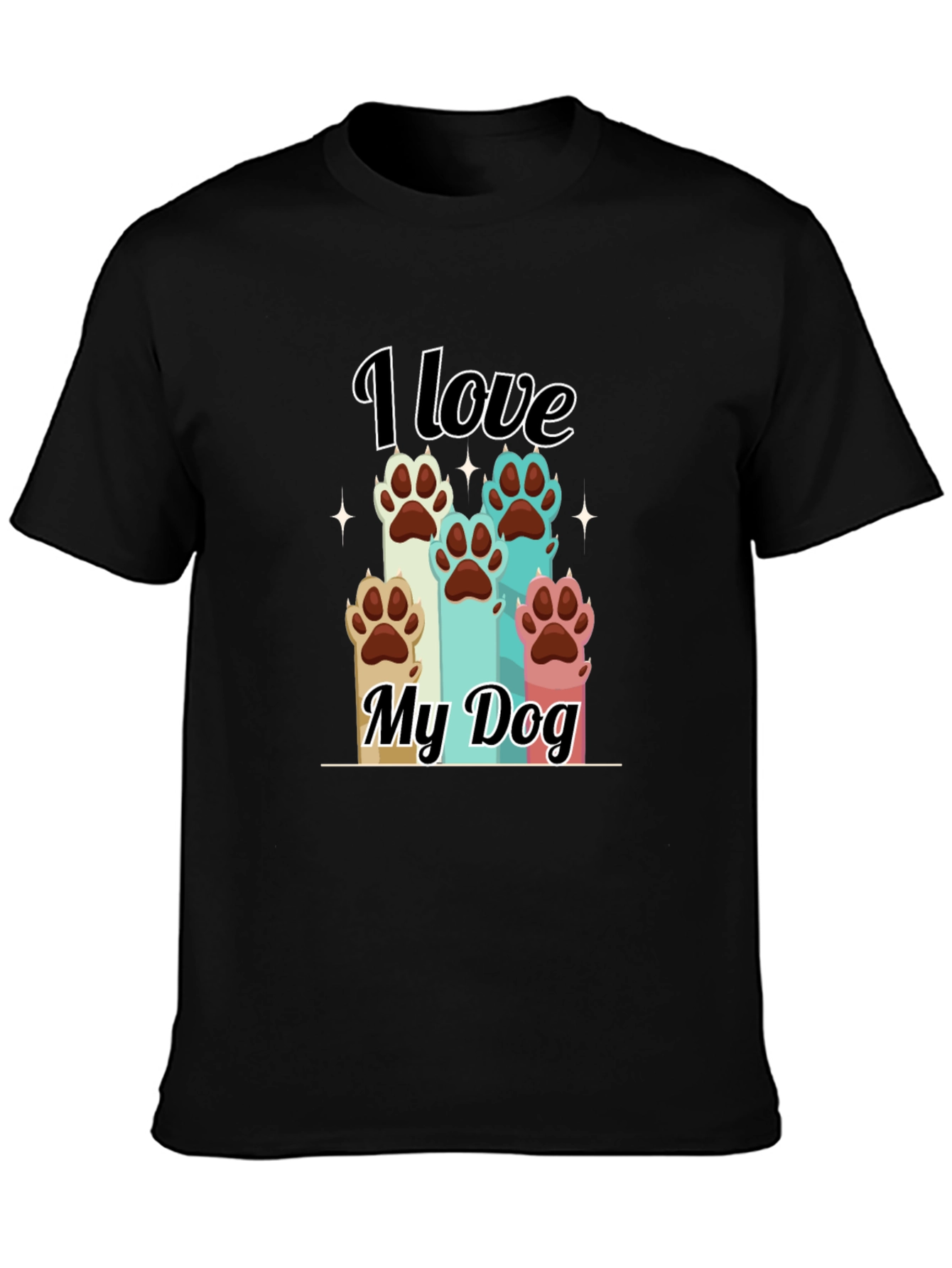 I Love My Dog T-Shirt Paw Print Graphic Tee