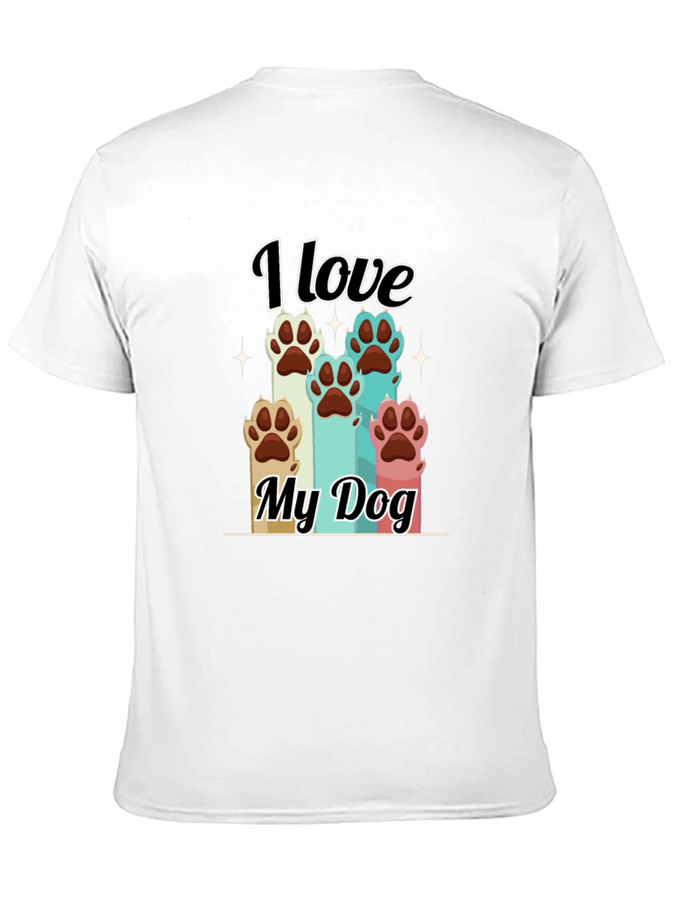 I Love My Dog T-Shirt Paw Print Graphic Tee