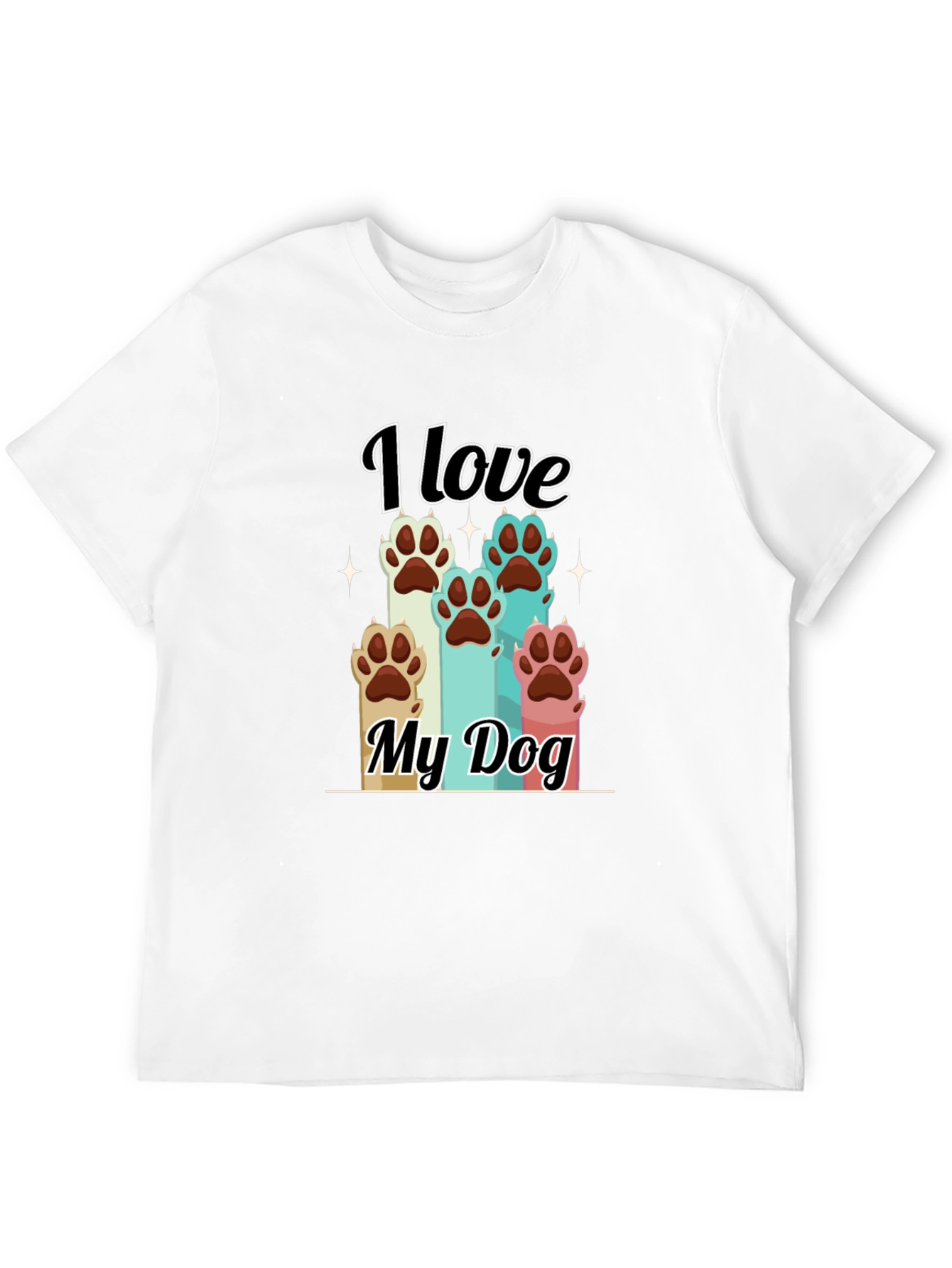 I Love My Dog T-Shirt Paw Print Graphic Tee