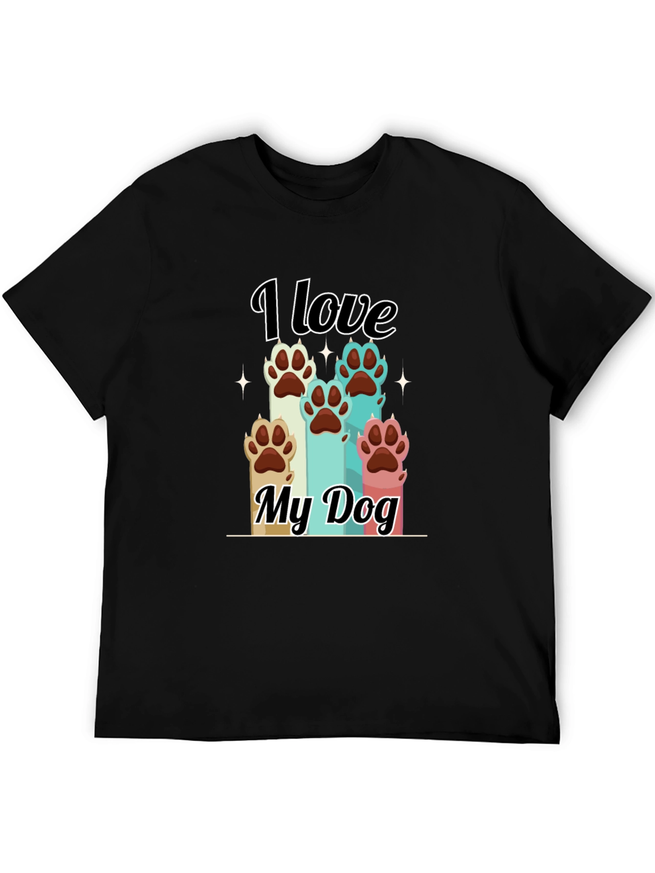I Love My Dog T-Shirt Paw Print Graphic Tee