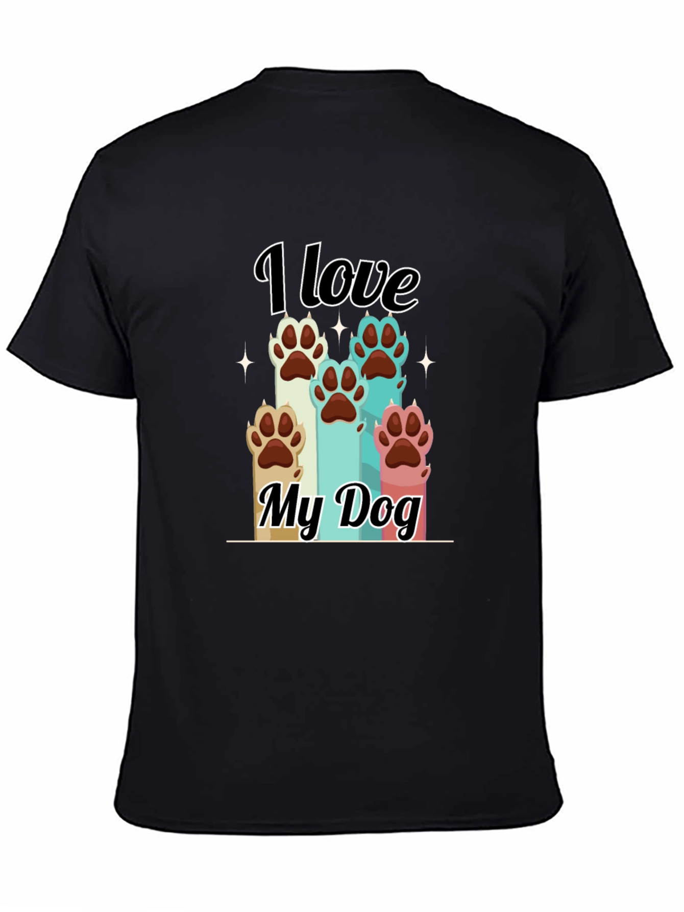 I Love My Dog T-Shirt Paw Print Graphic Tee